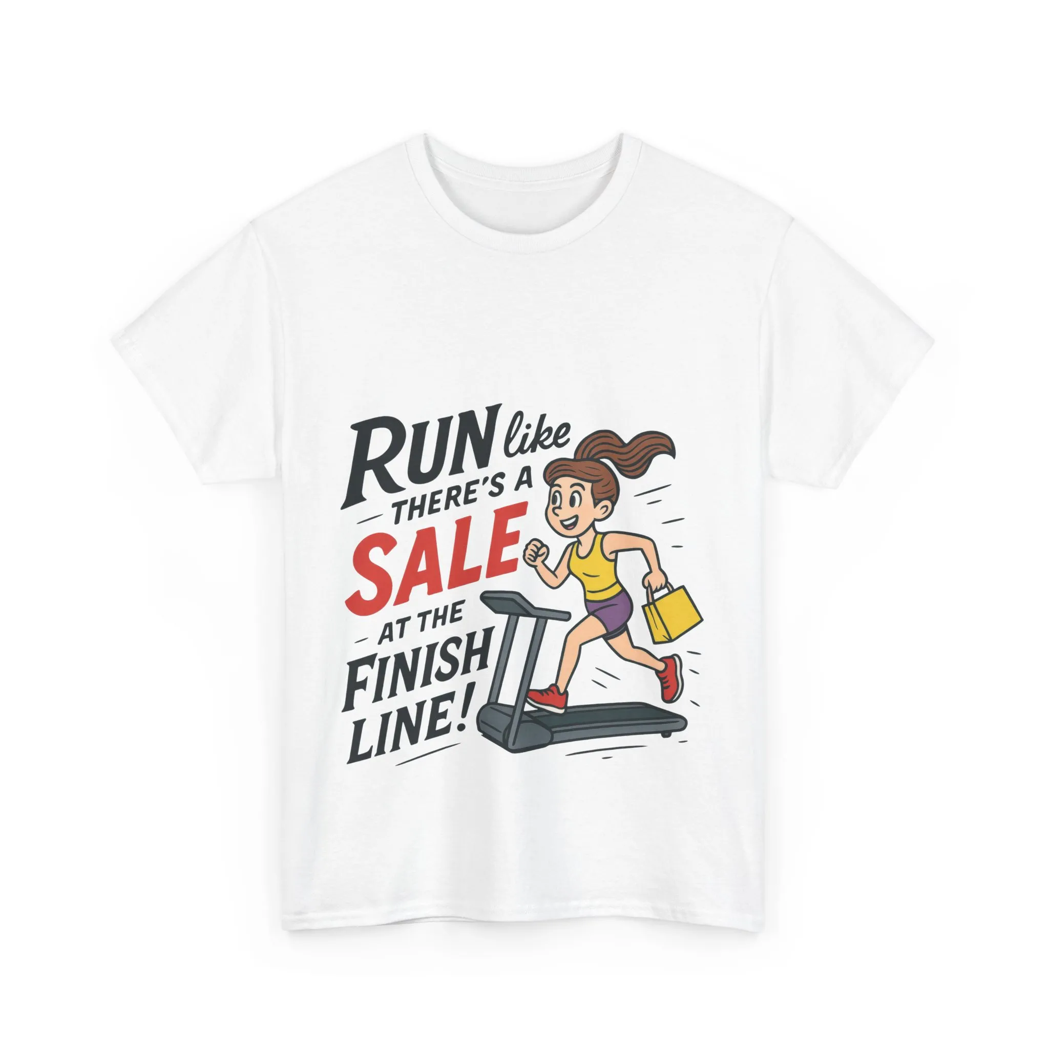 Motivational Fitness Tee, Workout Shirt, Funny Exercise Gym Top, Funny Shopping Tee, Treadmill Runner Shirt for Her, run for sale tee - Image 2