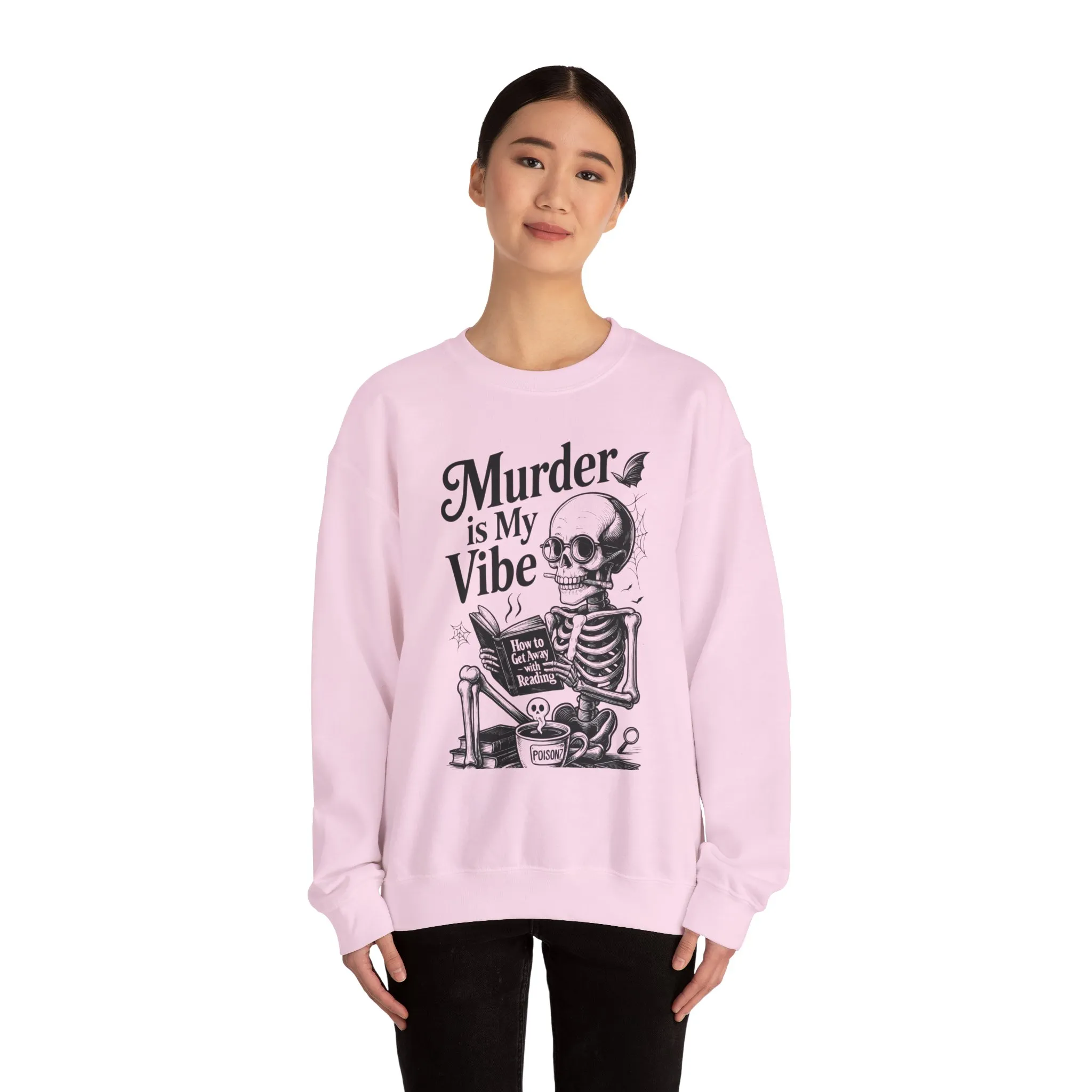 Murder is My Vibe Womens Crewneck Sweatshirt, Cozy Gift for Halloween, Unique Sweatshirt, Skull Graphic, Fall Fashion, Unisex Pullover - Image 26