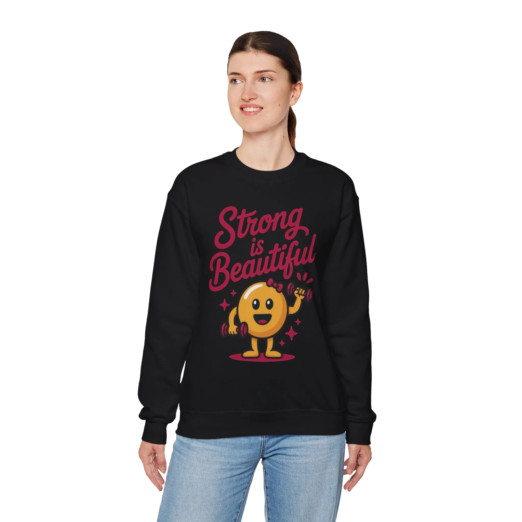 Strong is Beautiful Womens Crewneck Sweatshirt, Cute Fitness Graphic Pullover, Gym and Workout Motivation Sweater, Gift for Fitness Lovers - Image 9