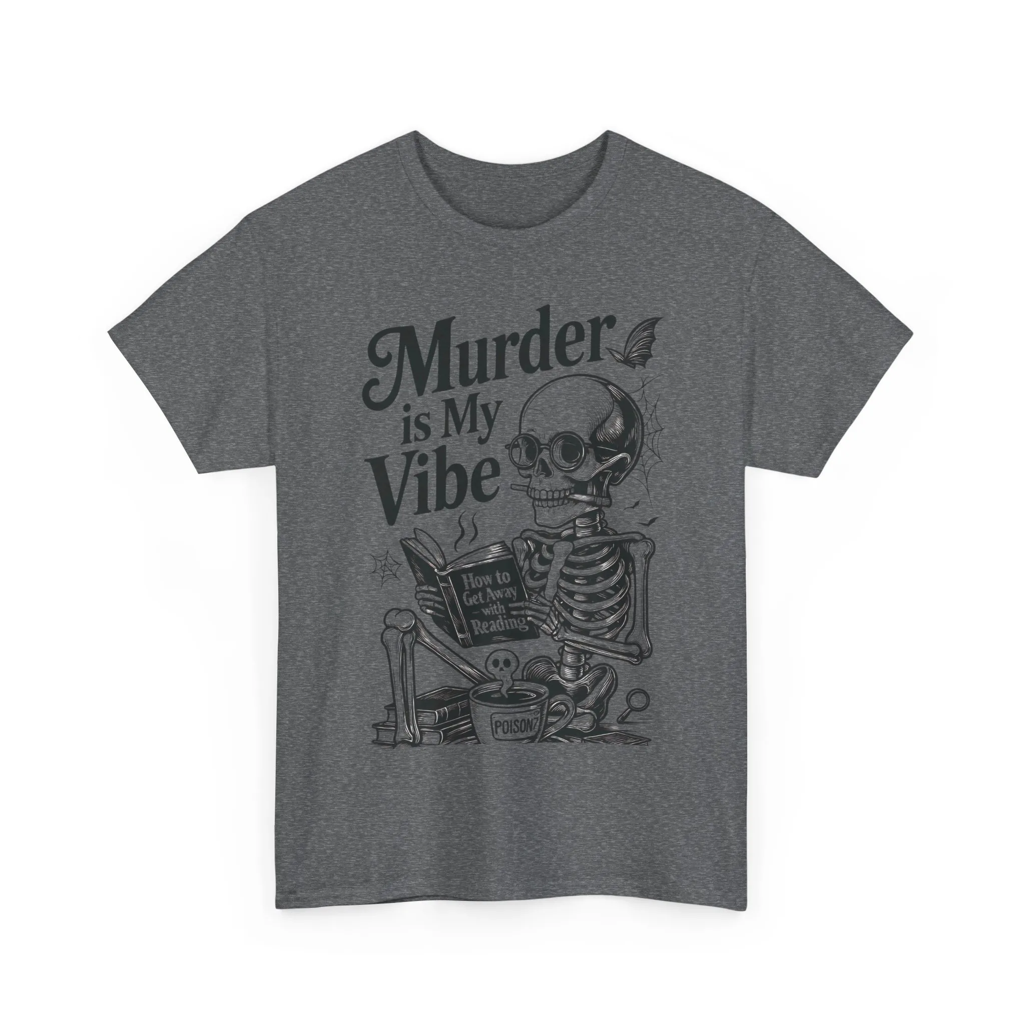 Womens Heavy Cotton Tee - "Murder is My Vibe" Graphic Shirt for Ghoulish Vibes, Halloween Fun, Spooky Season, Casual Wear, Gift for [...] - Image 22