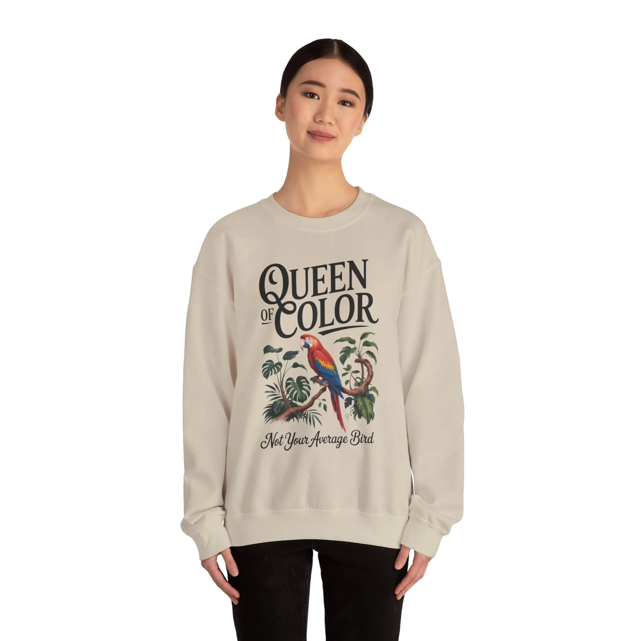 Vibrant Crewneck Womens Sweatshirt, Colorful Apparel, Bird Design, Cozy Layering, Gift for Nature Lovers, Fun Fashion - Image 26