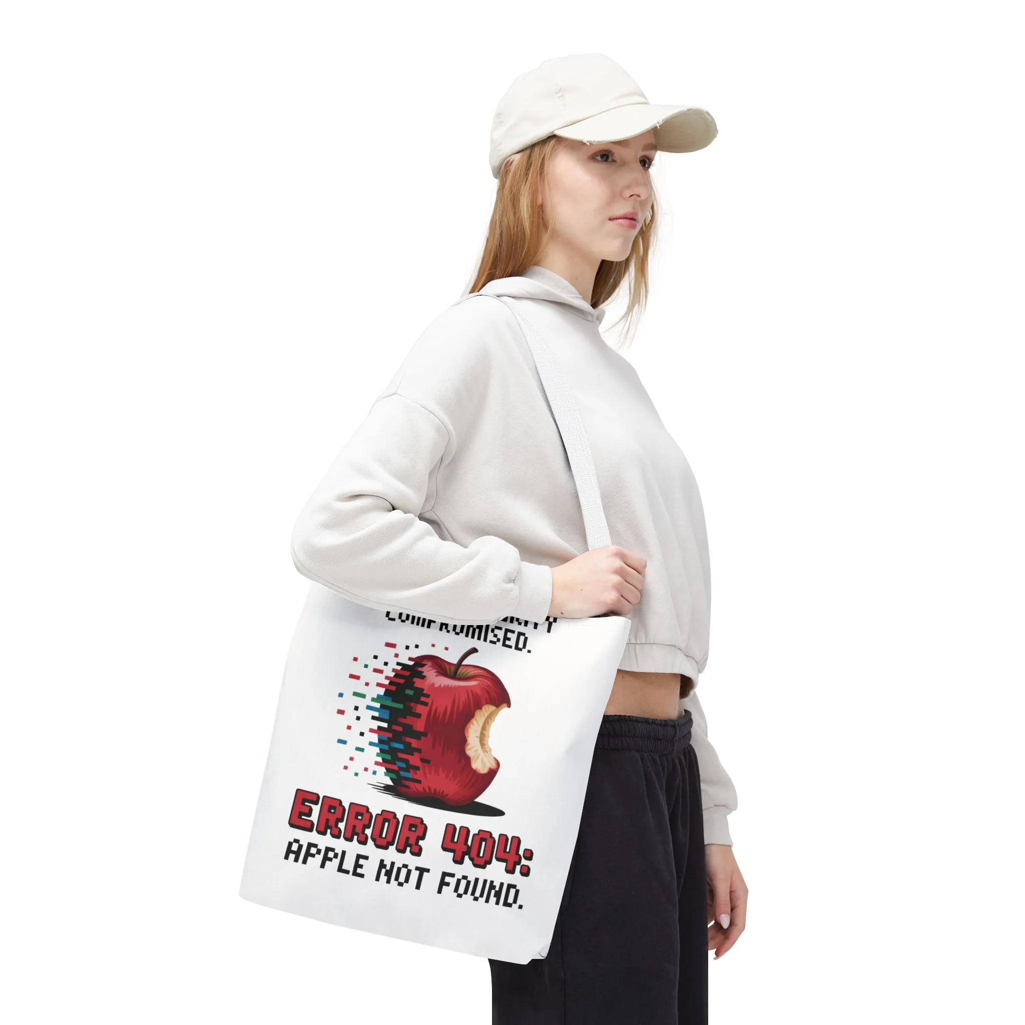 Error 404 Apple Tote Bag, Geek Tote, Funny Shopping Bag, Gift for Tech Lovers, Apple Lovers Tote, Digital Design Bag, Weekender Bag, Beach Bag, Large Canvas Bag - Image 40