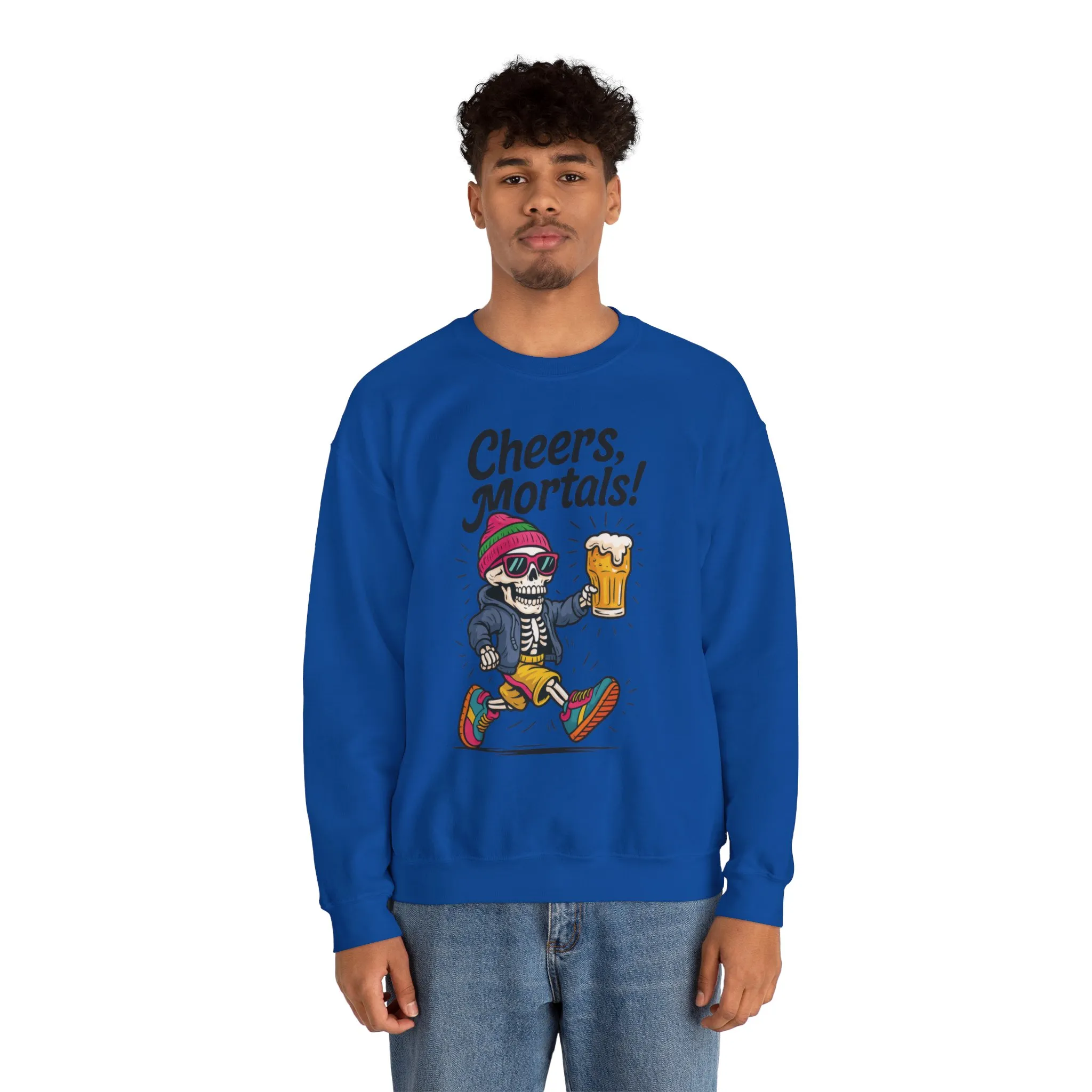 Cheers Mortals! Mens Crewneck Sweatshirt, Skeleton Beer Pullover with Hood, Drinking Humor Sweatshirt, Party Gift for Him, Halloween Apparel - Image 26