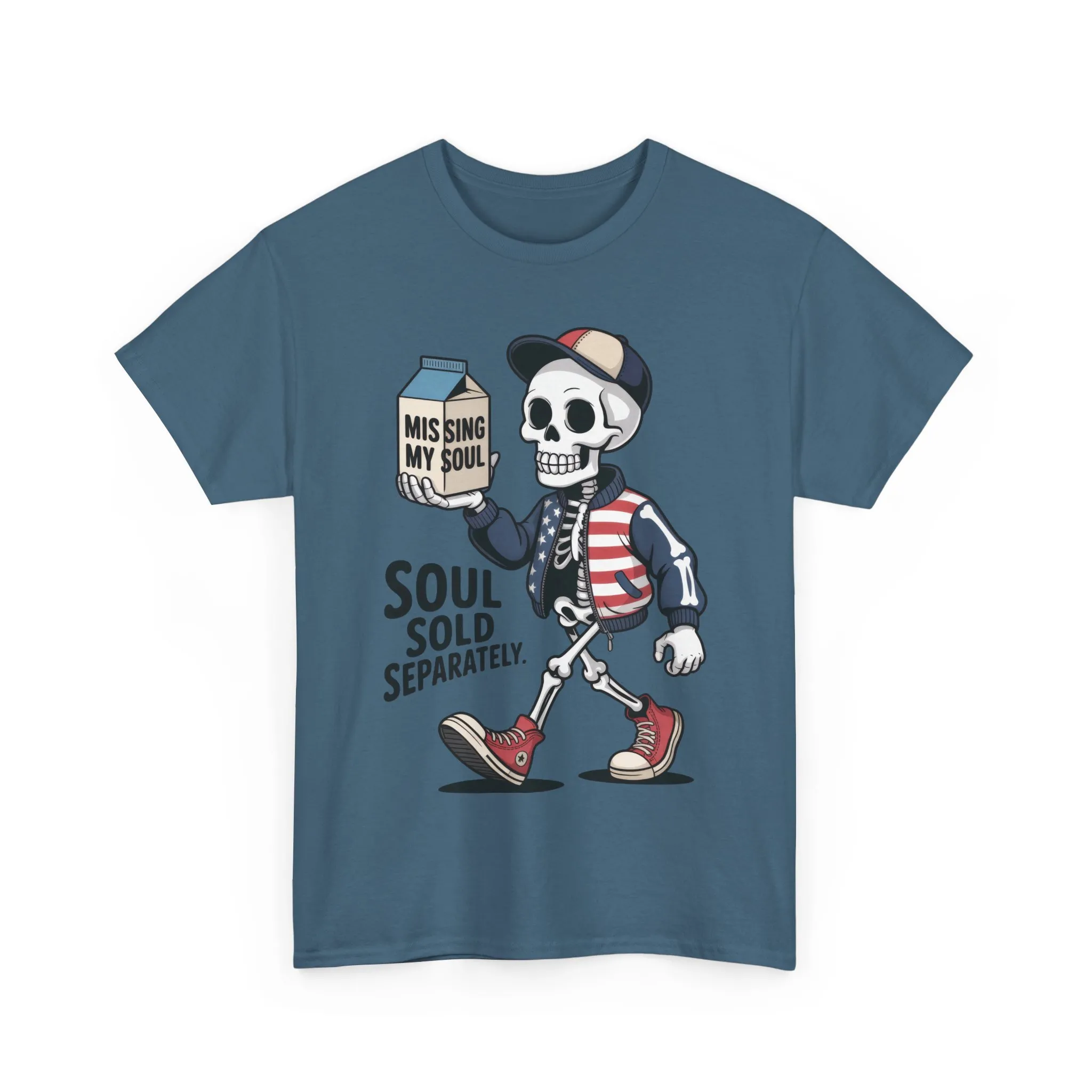 Funny Skeleton T-Shirt Soul Sold Separately Graphic Tee, Missing Soul Cartoon Shirt, Gothic Streetwear, Halloween Gift Tee - Image 2