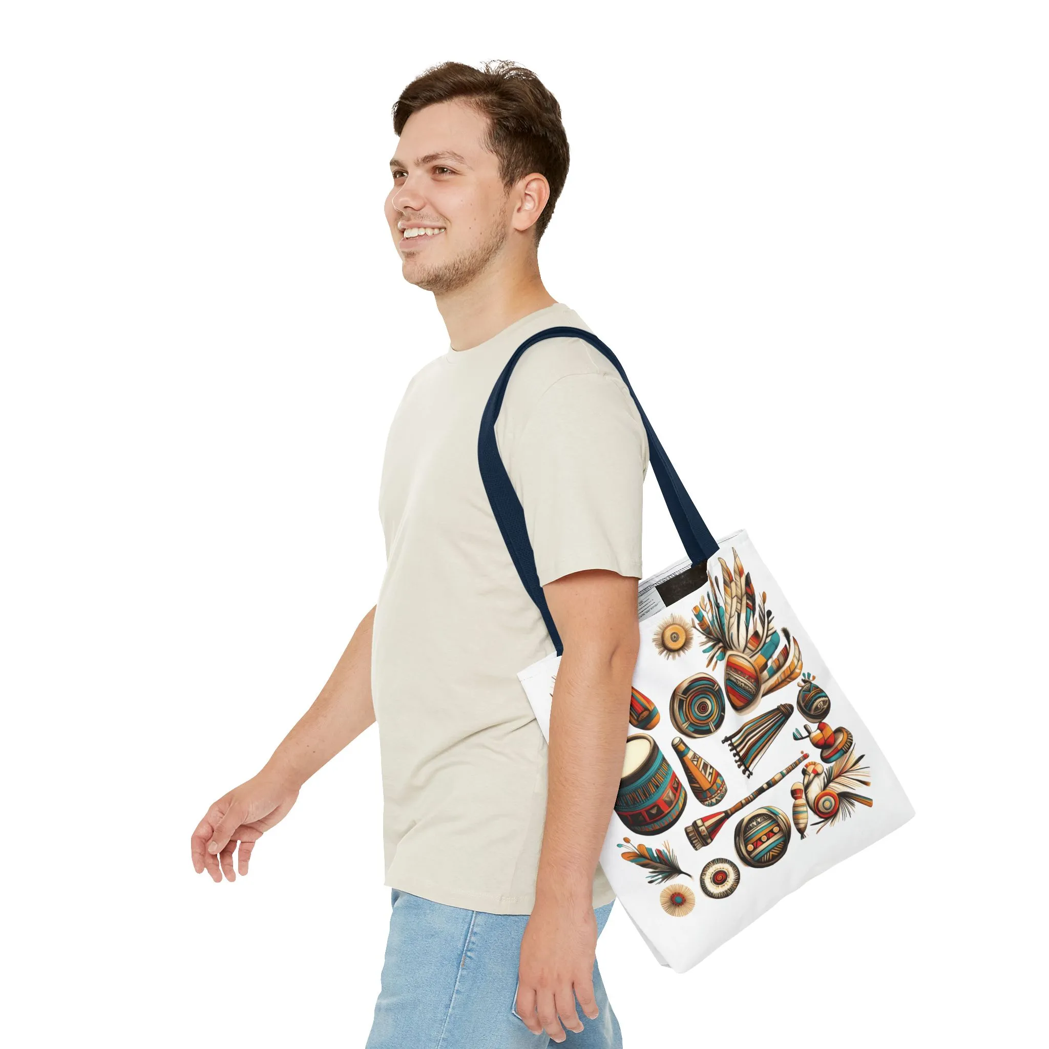 Boho Tribal Music Tote Bag, Ethnic Percussion Instrument Art, Festival Vibes, Shopping Bag, Bohemian Tote, Weekender Bag, Beach Bag, Large Canvas Bag - Image 35
