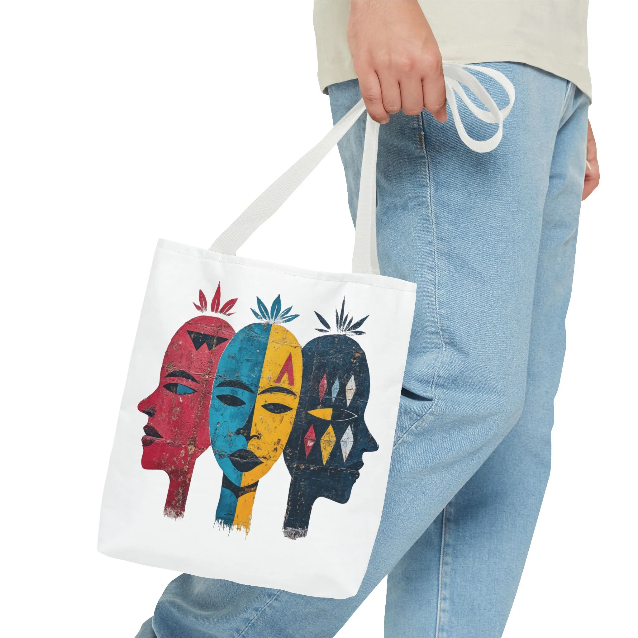 Artistic Tote Bag with Abstract Faces - Bohemian Style, Eco-Friendly Shopping Bag, Gift for Art Lovers, Unique Beach Bag, Festival Accessory - Image 18