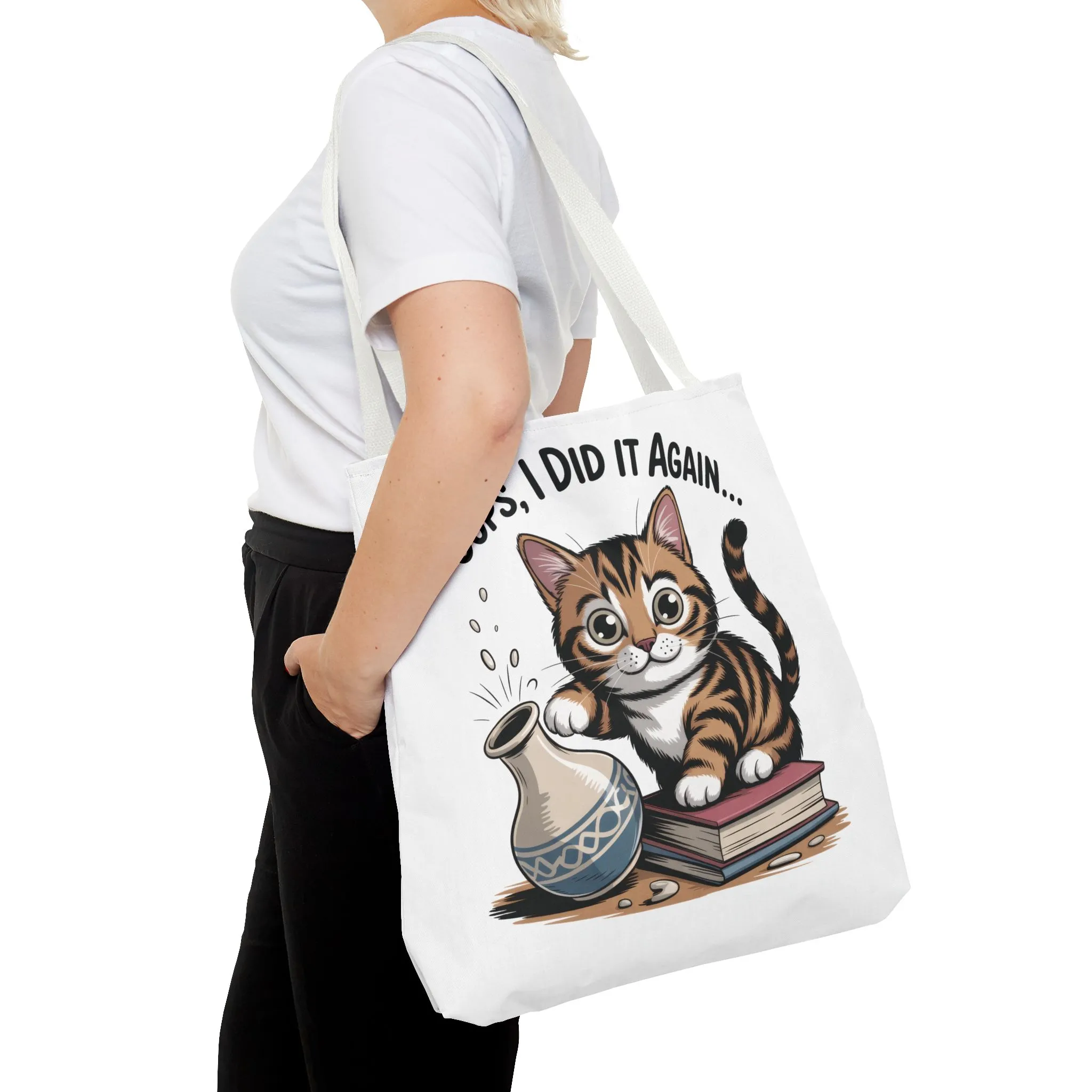 Cat-Themed Tote Bag, "Oops, I Did It Again", Perfect Gift for Cat Lovers, Pet Owners, Birthday, or Everyday Use, Large Tote Bag, beach bag - Image 29