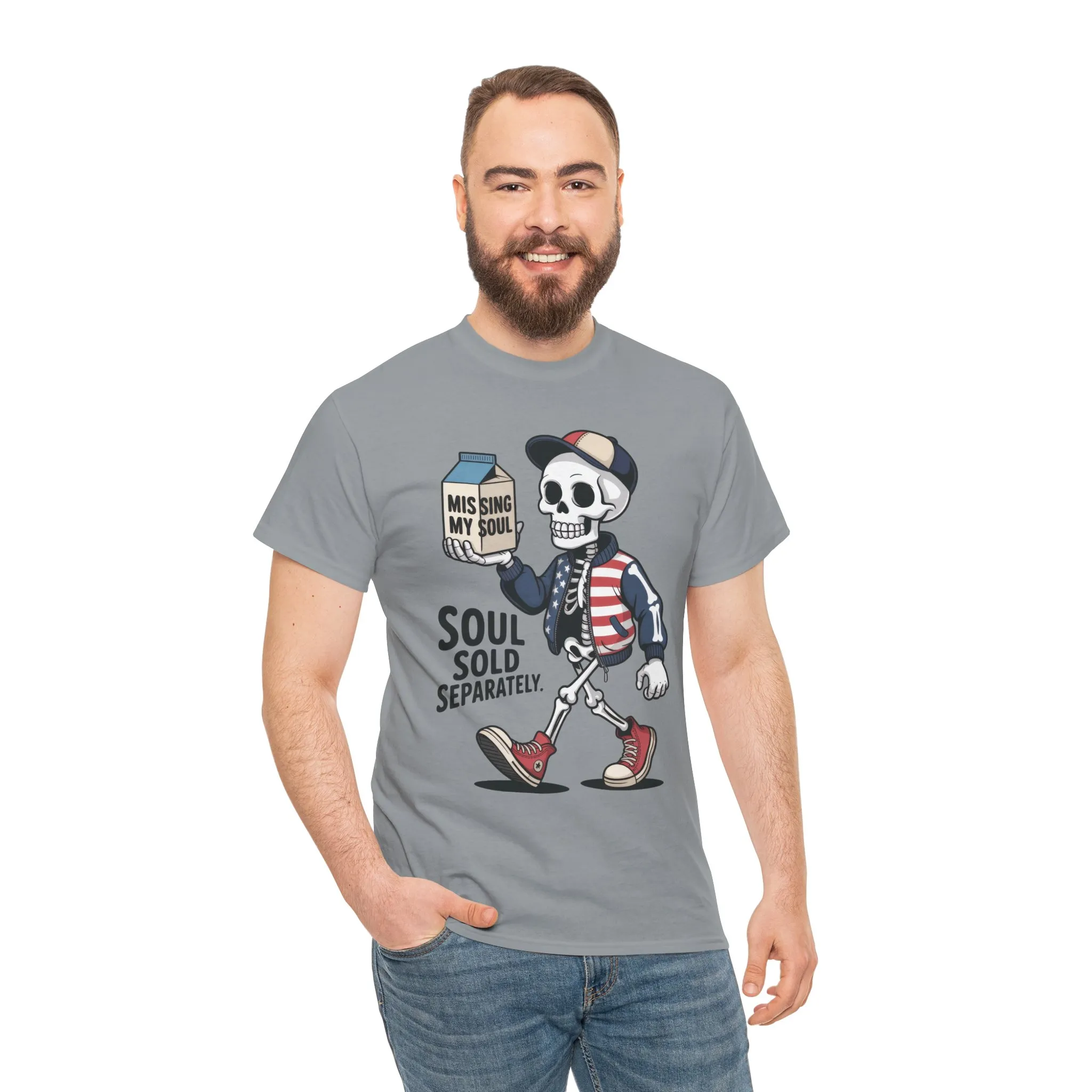 Funny Skeleton T-Shirt Soul Sold Separately Graphic Tee, Missing Soul Cartoon Shirt, Gothic Streetwear, Halloween Gift Tee - Image 29