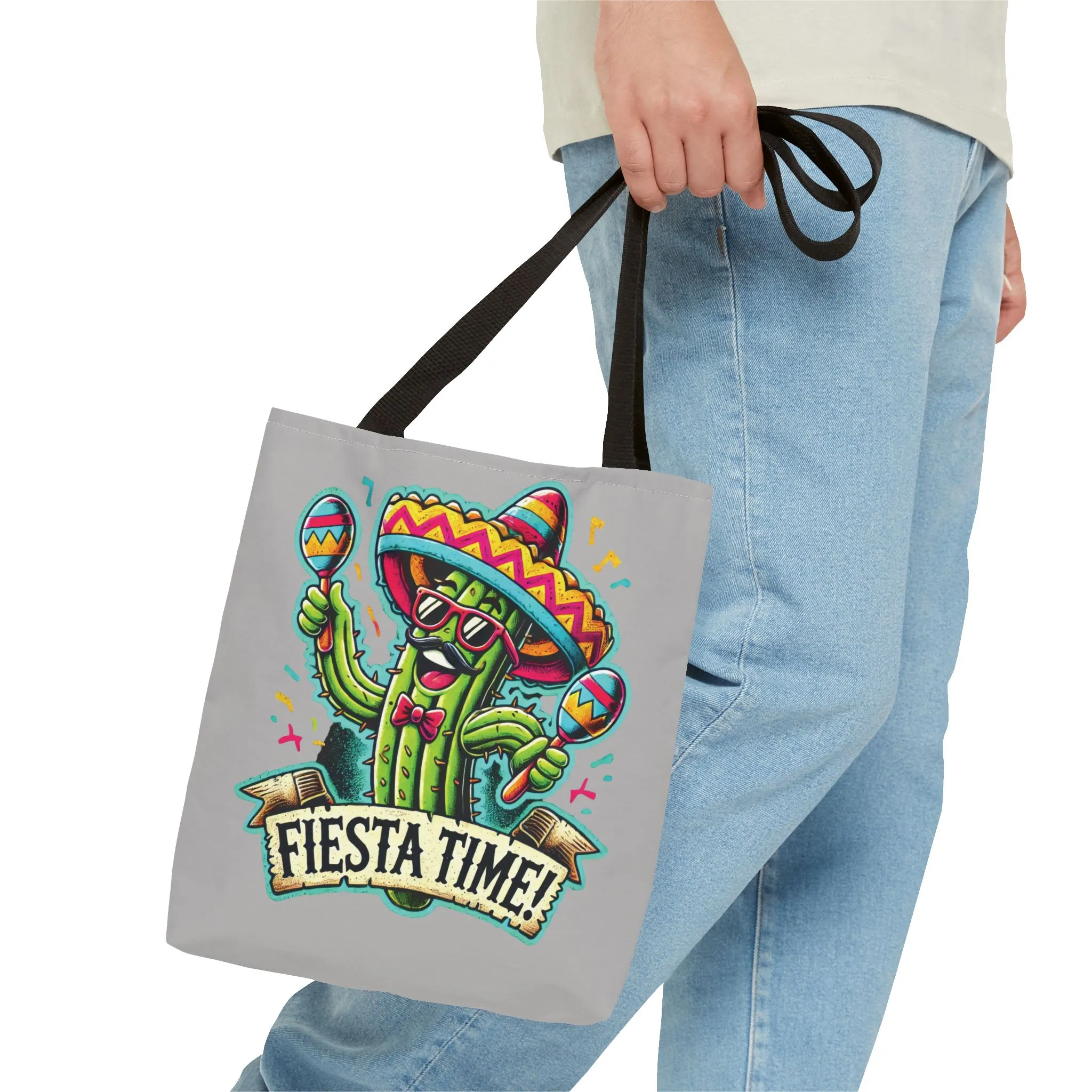 Fiesta Time Cactus Tote Bag, Funny Mexican Party Gift, Sombrero Maracas Print, Cinco de Mayo Bag, Summer Festival Tote, Beach Bag, Shopping - Image 8