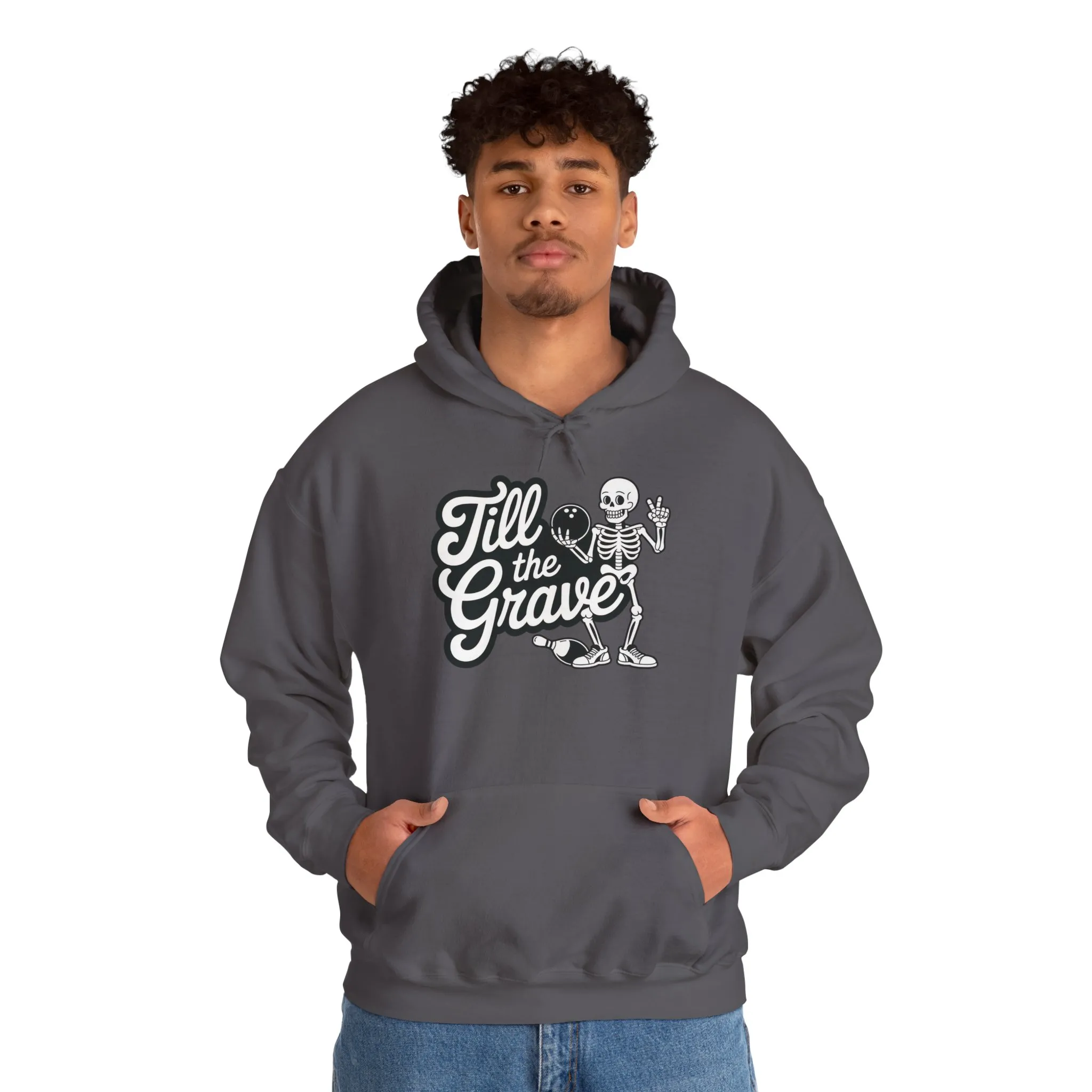 Funny Skeleton Bowling Mens Hoodie, Halloween Apparel, Funny Skeleton Bowling Shirt, Casual Mens Crewneck, Cool Bowler Skull Hoodie - Image 27