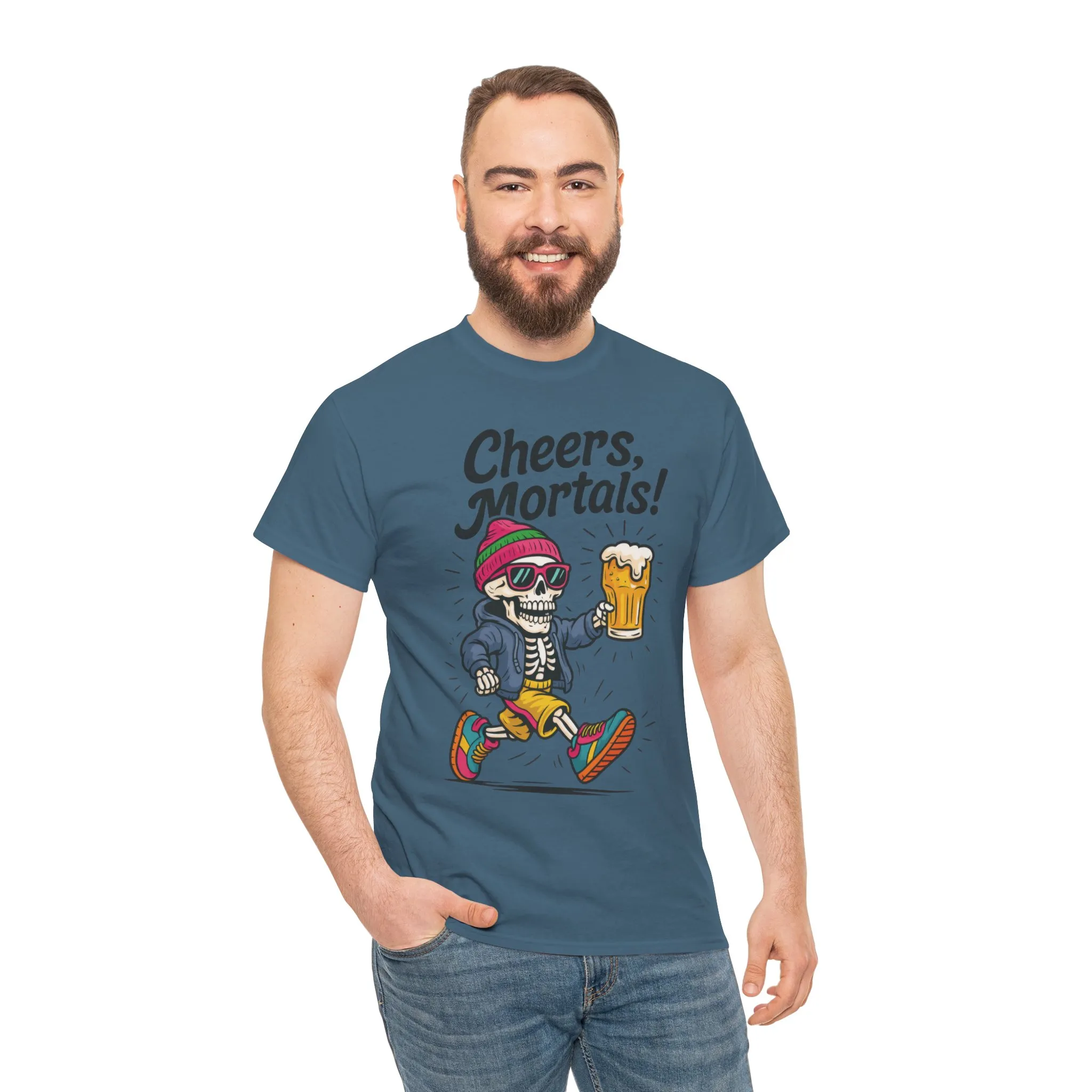 Cheers, Mortals! Mens Tee, Funny Skeleton Beer Graphic Tee, Cool Drinking Humor Shirt, Party Gift for Him, Halloween Tee, Beer Lovers Gift - Image 22