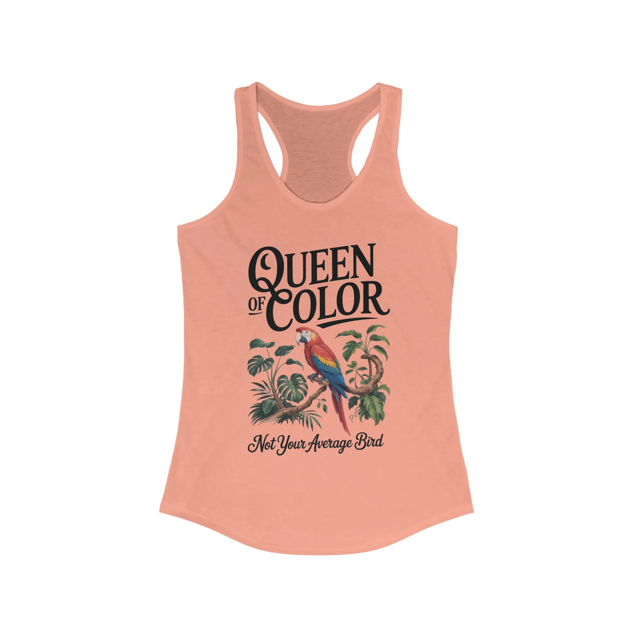 Colorful Queen Racerback Tank: Not Your Average Bird, Summer Fitness Top, Tropical Workout Shirt, Gifts for Women, Eco-Friendly Activewear - Image 3