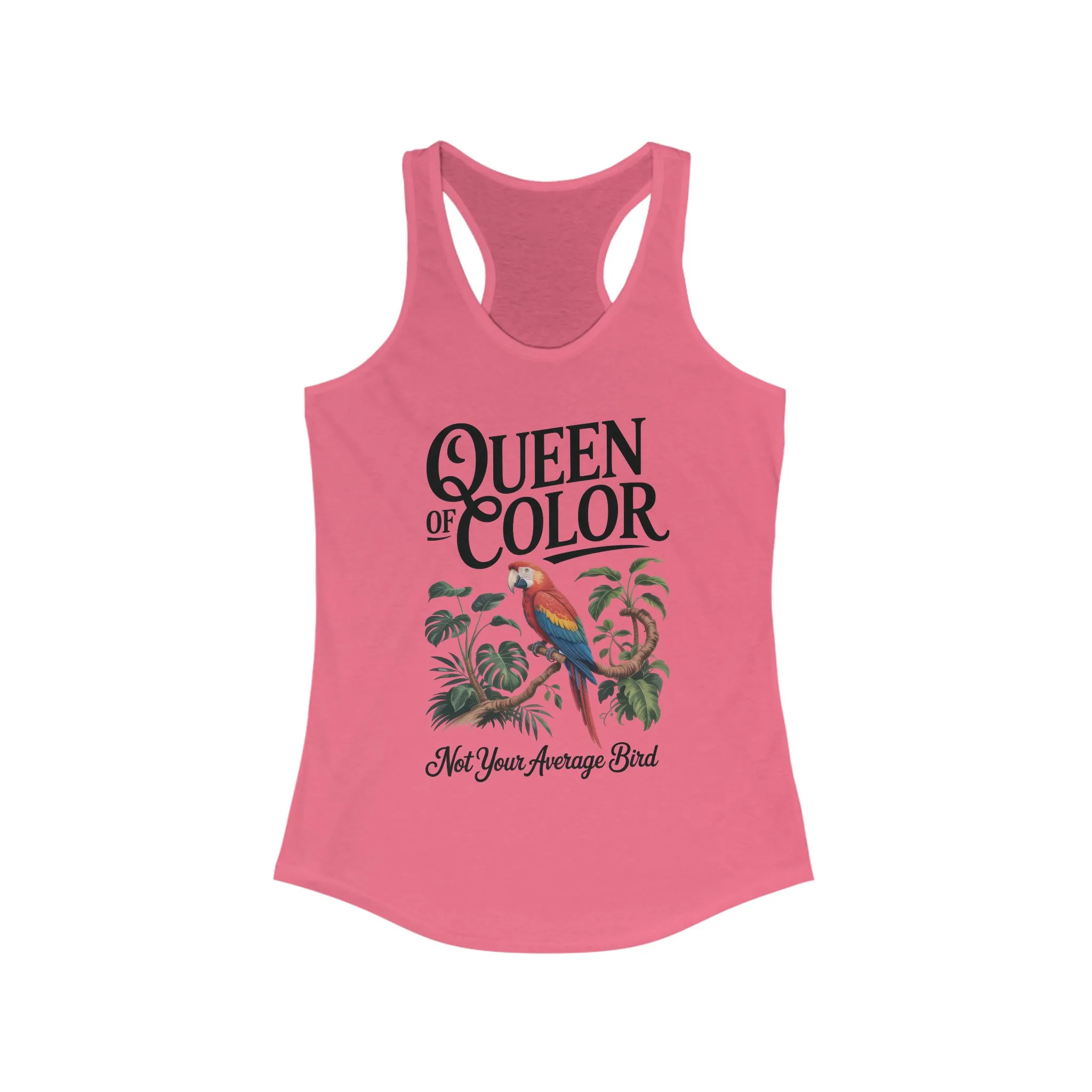 Colorful Queen Racerback Tank: Not Your Average Bird, Summer Fitness Top, Tropical Workout Shirt, Gifts for Women, Eco-Friendly Activewear - Image 11