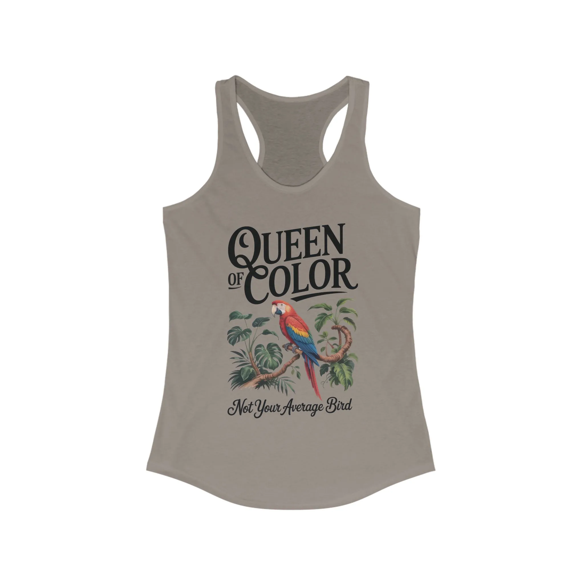 Colorful Queen Racerback Tank: Not Your Average Bird, Summer Fitness Top, Tropical Workout Shirt, Gifts for Women, Eco-Friendly Activewear - Image 13