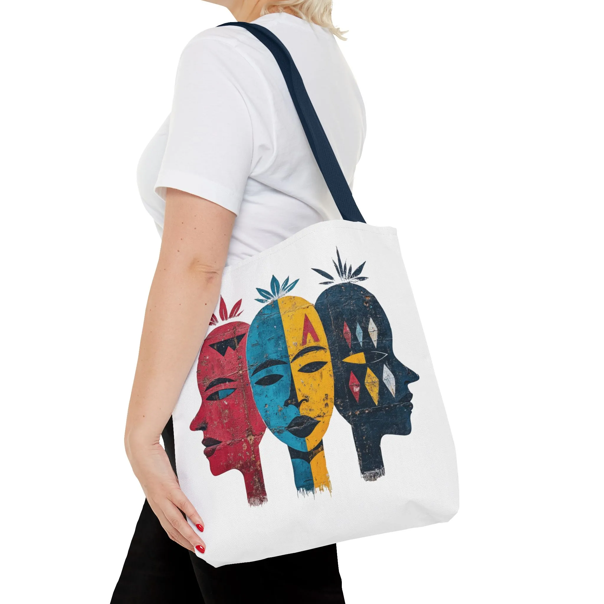 Artistic Tote Bag with Abstract Faces - Bohemian Style, Eco-Friendly Shopping Bag, Gift for Art Lovers, Unique Beach Bag, Festival Accessory - Image 14