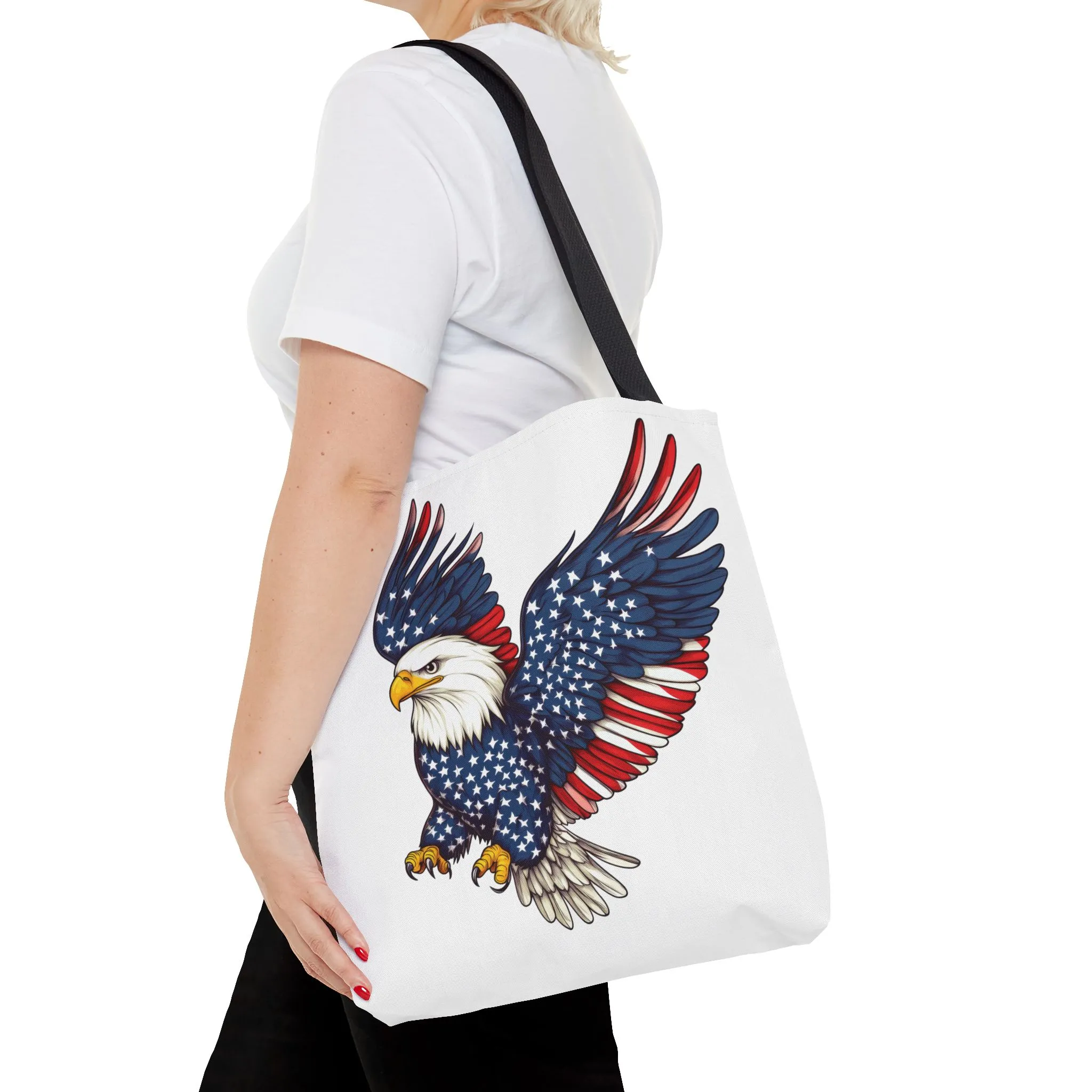Patriotic Eagle Tote Bag, AOP, Perfect for July 4th, Festivals, Eco-Friendly Shopping, Gift for Nature Lovers, large canvas bag, beach bag - Image 4