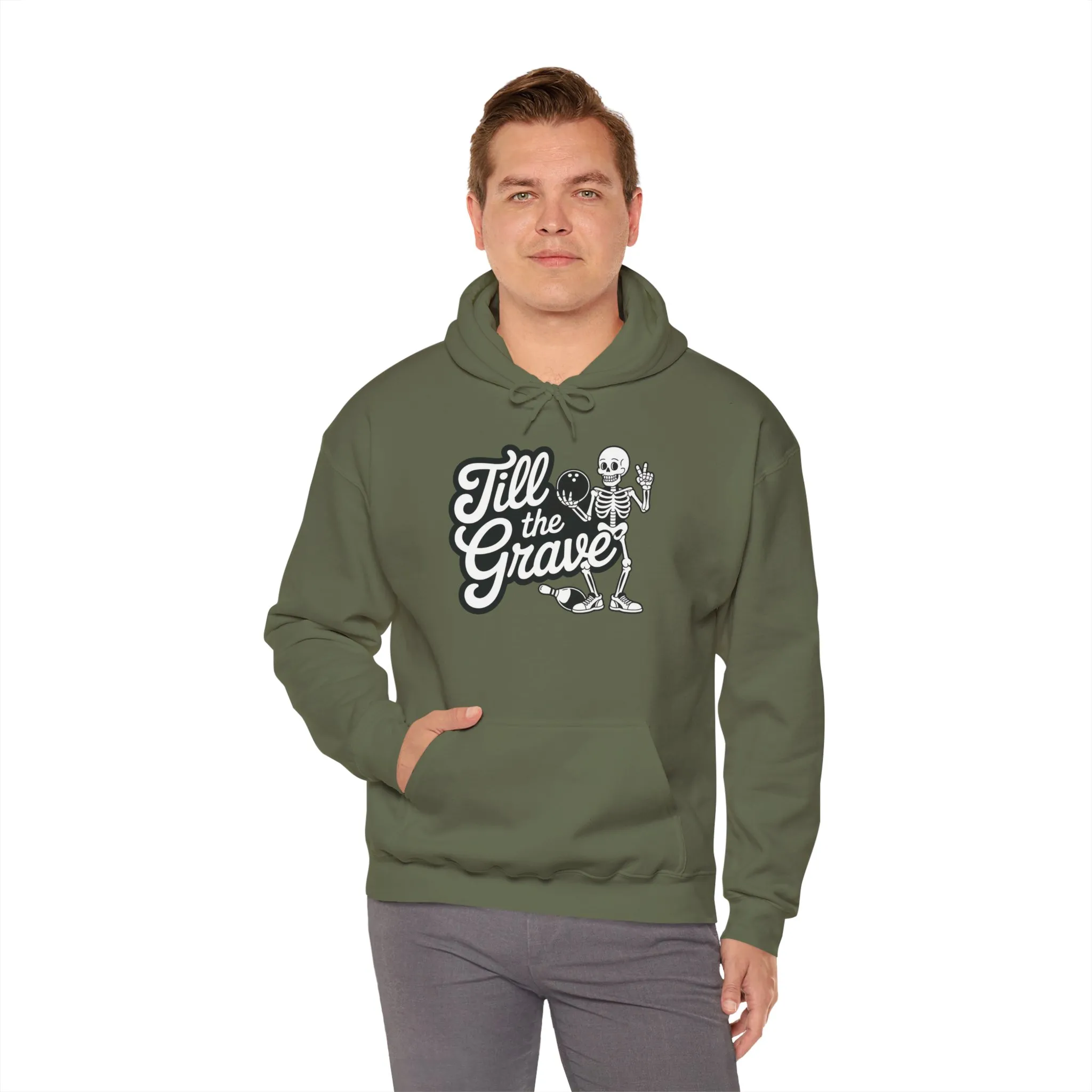 Funny Skeleton Bowling Mens Hoodie, Halloween Apparel, Funny Skeleton Bowling Shirt, Casual Mens Crewneck, Cool Bowler Skull Hoodie - Image 16