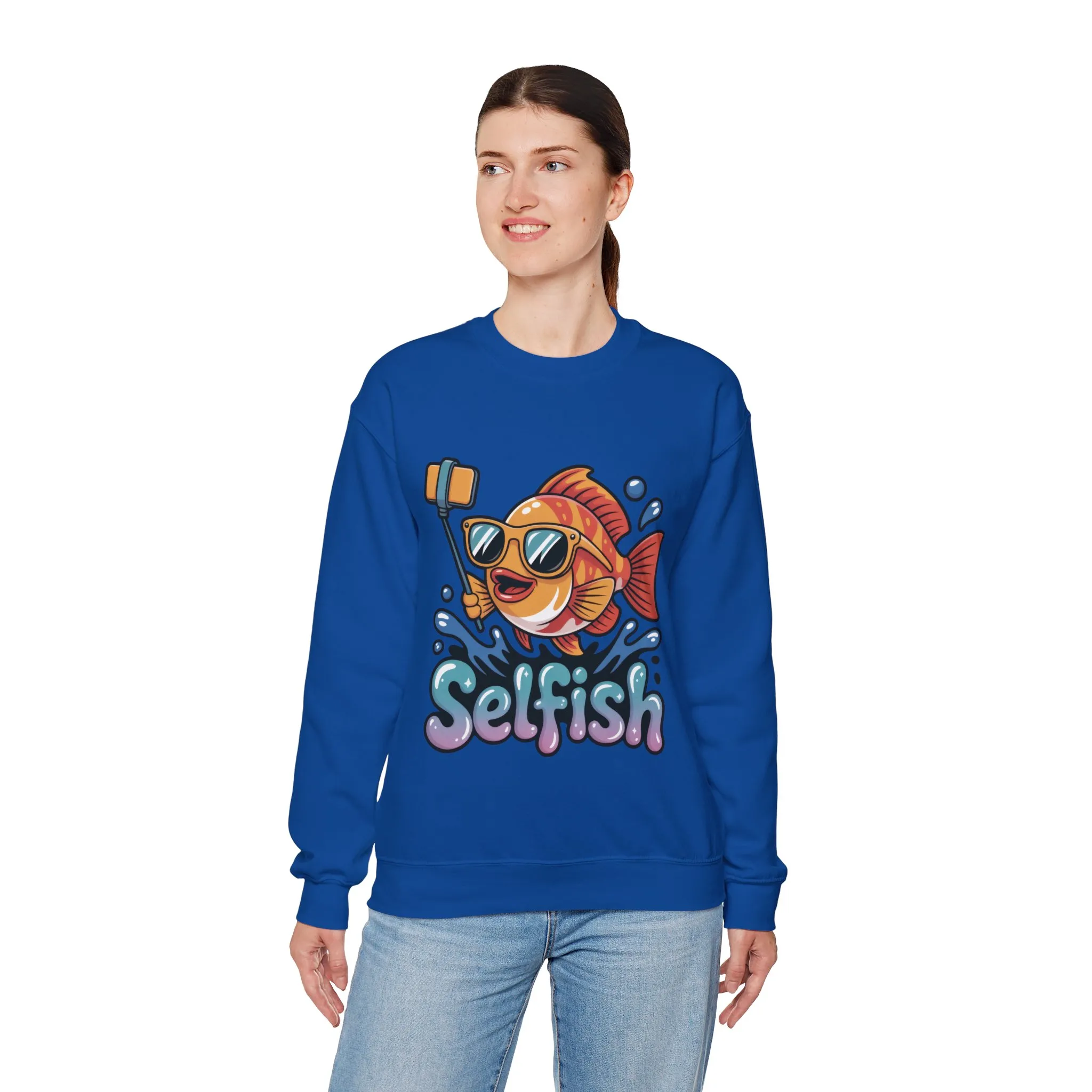 Selfish Womens Sweatshirt, Funny Selfie Pullover, Cute Ocean Pun Sweater, Playful Sea Life Gift, Fun Gift for Fish Lovers, Fishing Apparel - Image 18