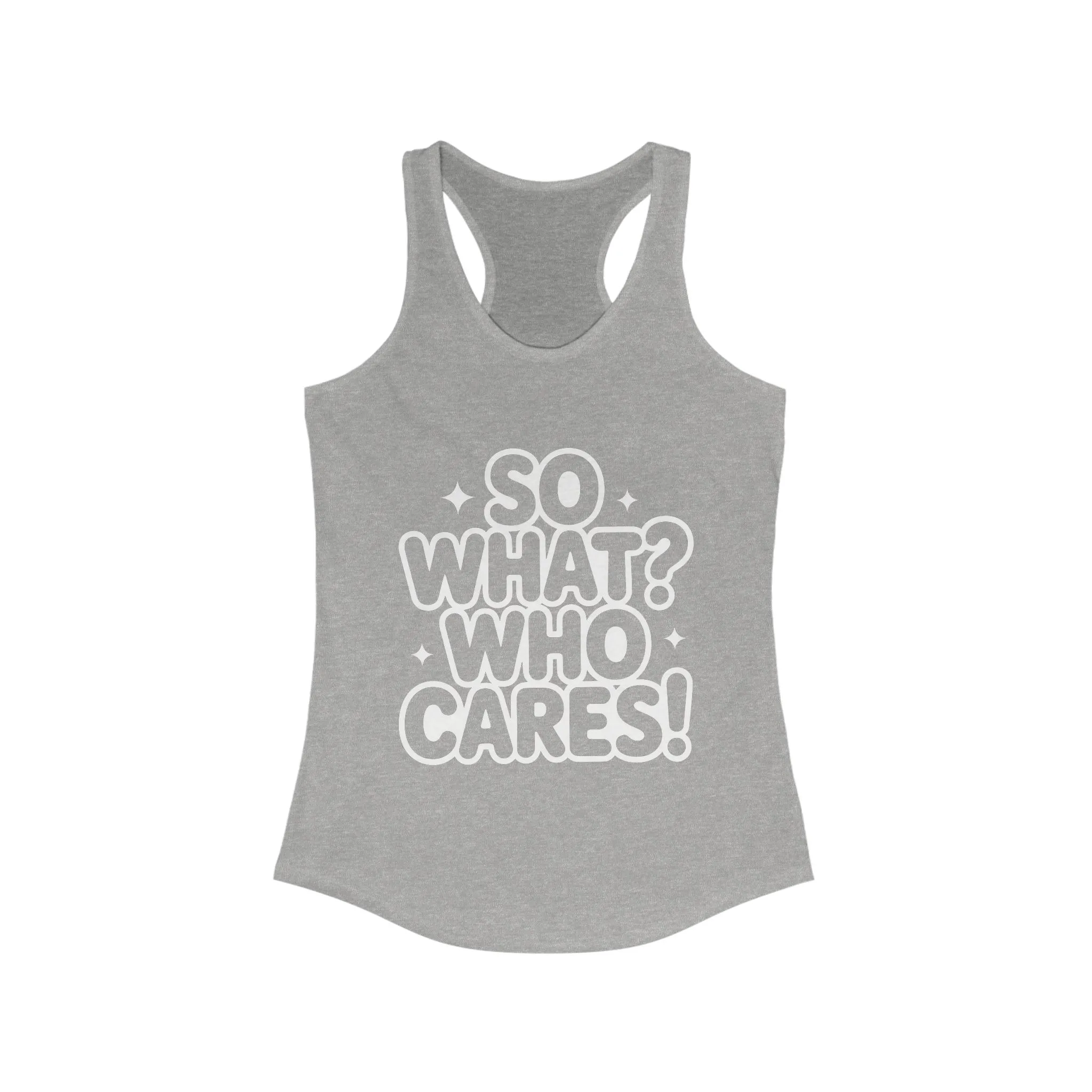 Trendy Womens Tank Top with 'So What? Who Cares!' Print, Casual Wear for Confident Souls, Funny Typography Tank, Sassy Graphic Tee for Women - Image 3