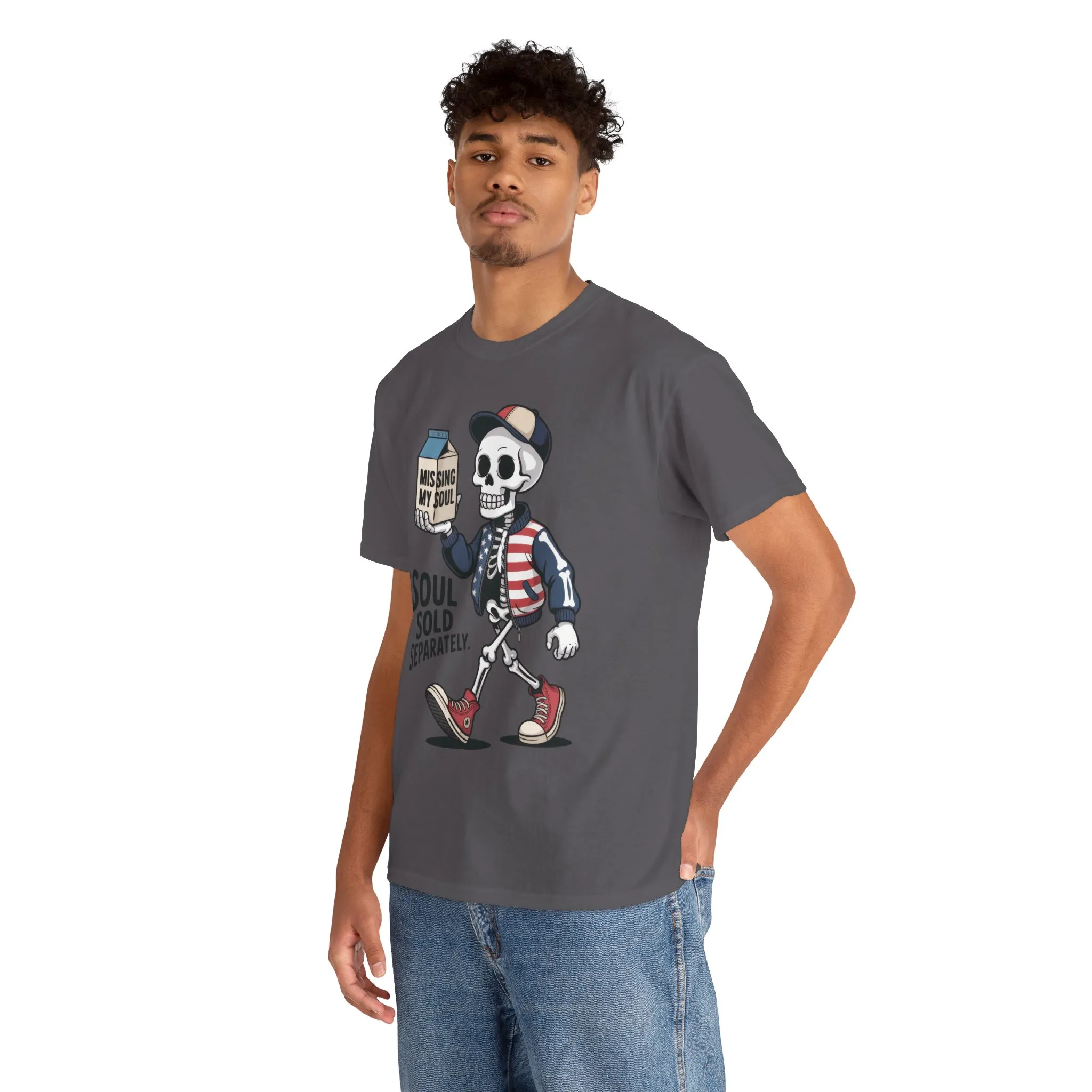 Funny Skeleton T-Shirt Soul Sold Separately Graphic Tee, Missing Soul Cartoon Shirt, Gothic Streetwear, Halloween Gift Tee - Image 24