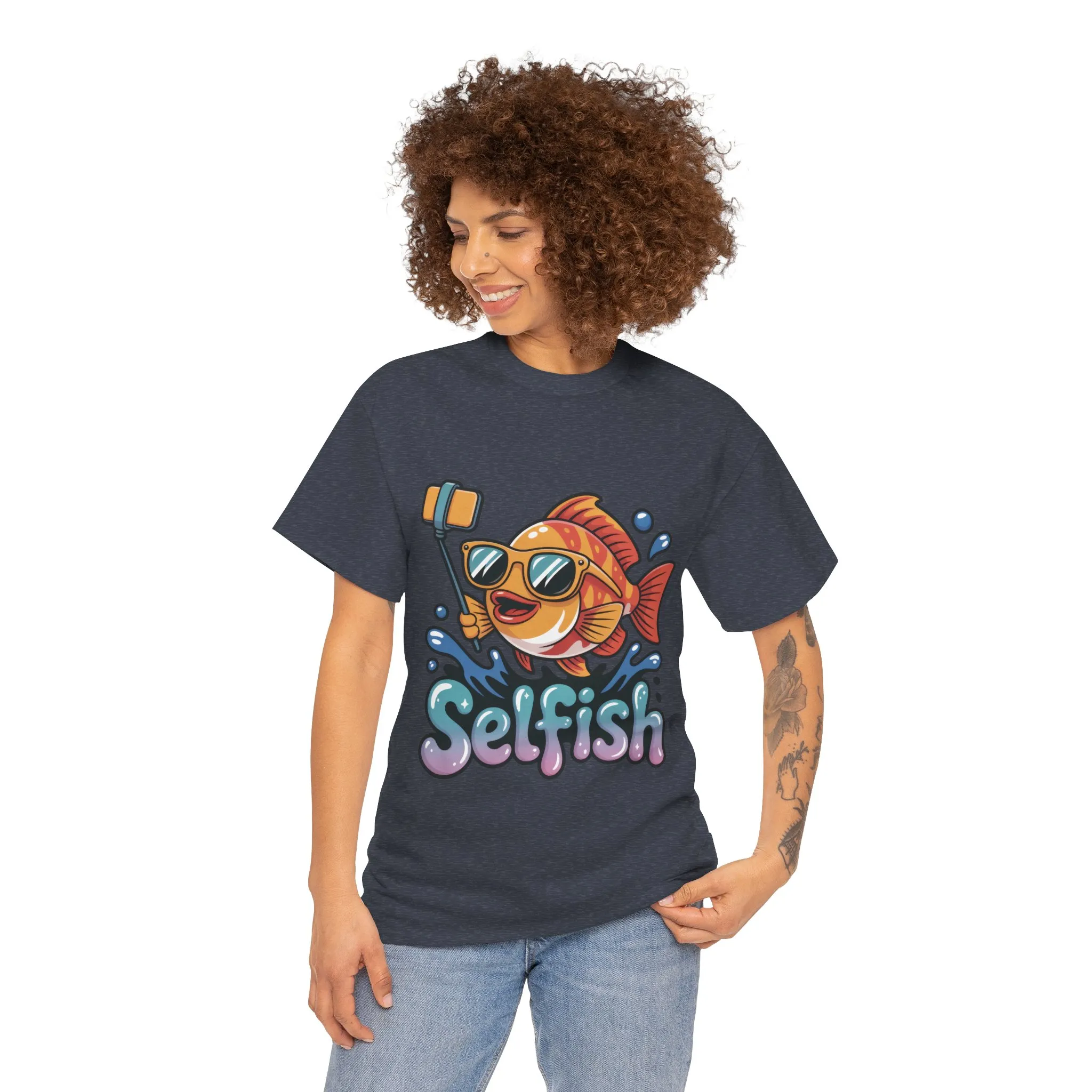 Funny Selfie Fish Graphic Womens T-Shirt, Playful Pun Gift for Her, Summer Vibes, Unique Beach Shirt, Outdoor Adventures - Image 38