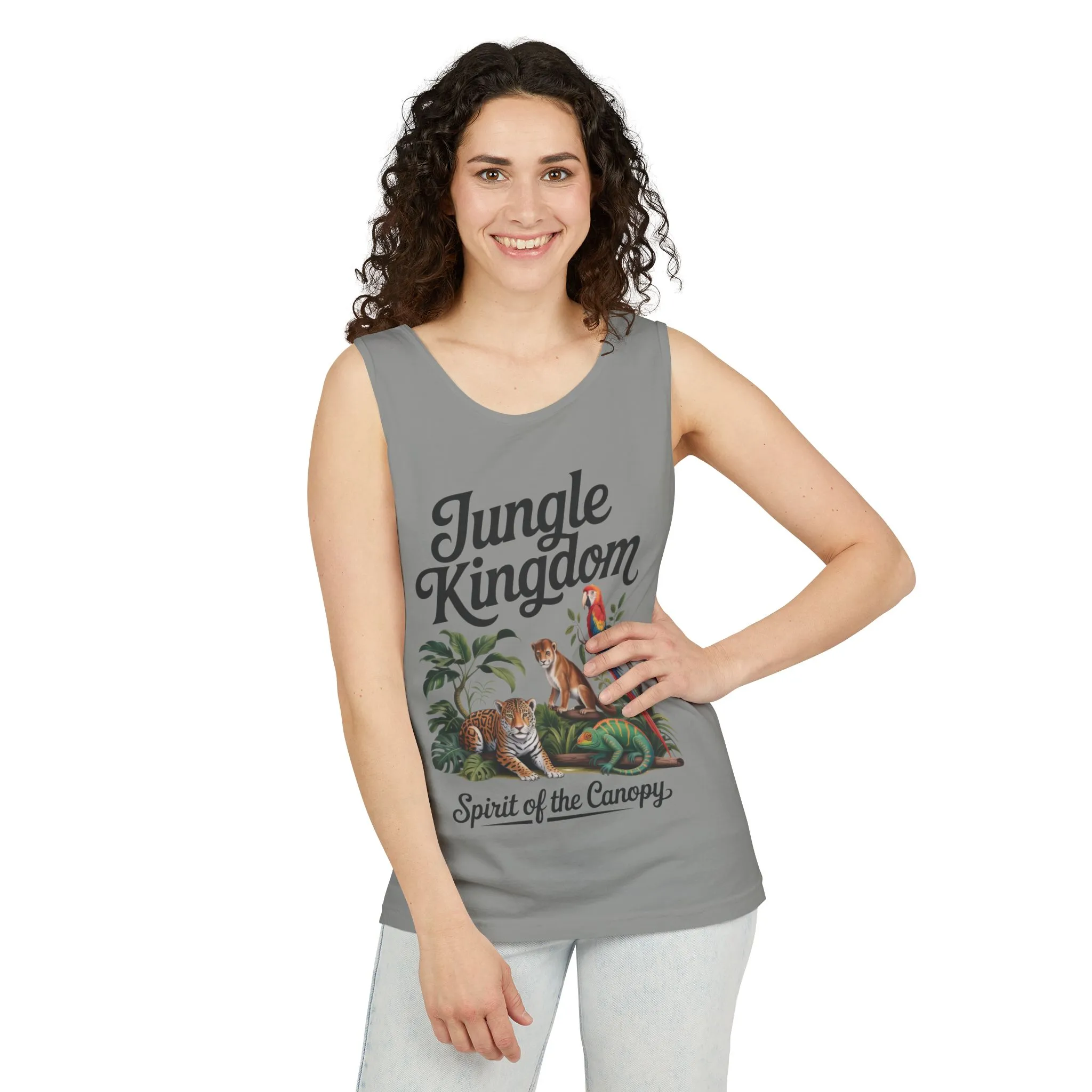 Jungle Kingdom Tank Top, Womens Garment-Dyed Sleeveless Shirt, Spirit of the Canopy Tee, Summer Outfit, Eco-Friendly Casual Wear - Image 16