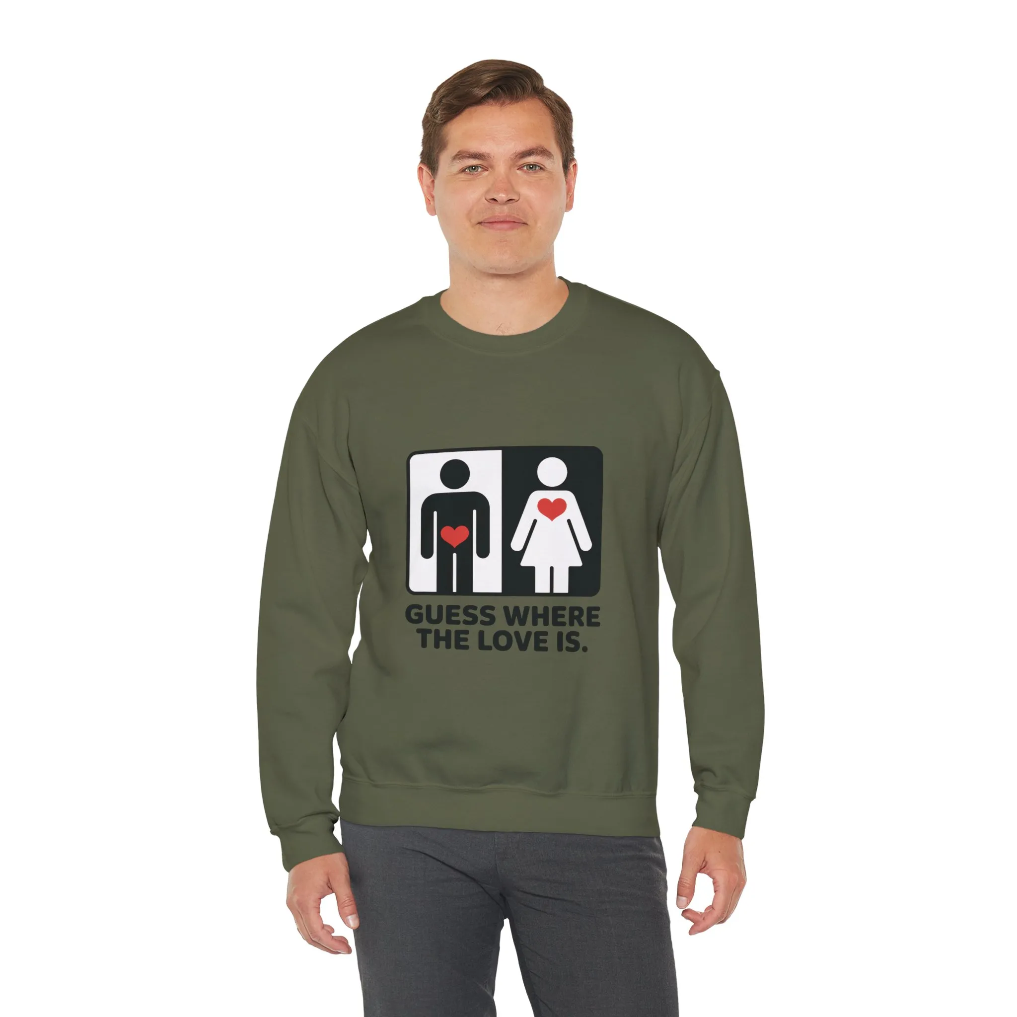 Guess Where the Love Is Mens Crewneck Sweatshirt, Cute Couples Gift, Love Themed Apparel, Valentine's Day Apparel, Relationship Sweatshirt - Image 9