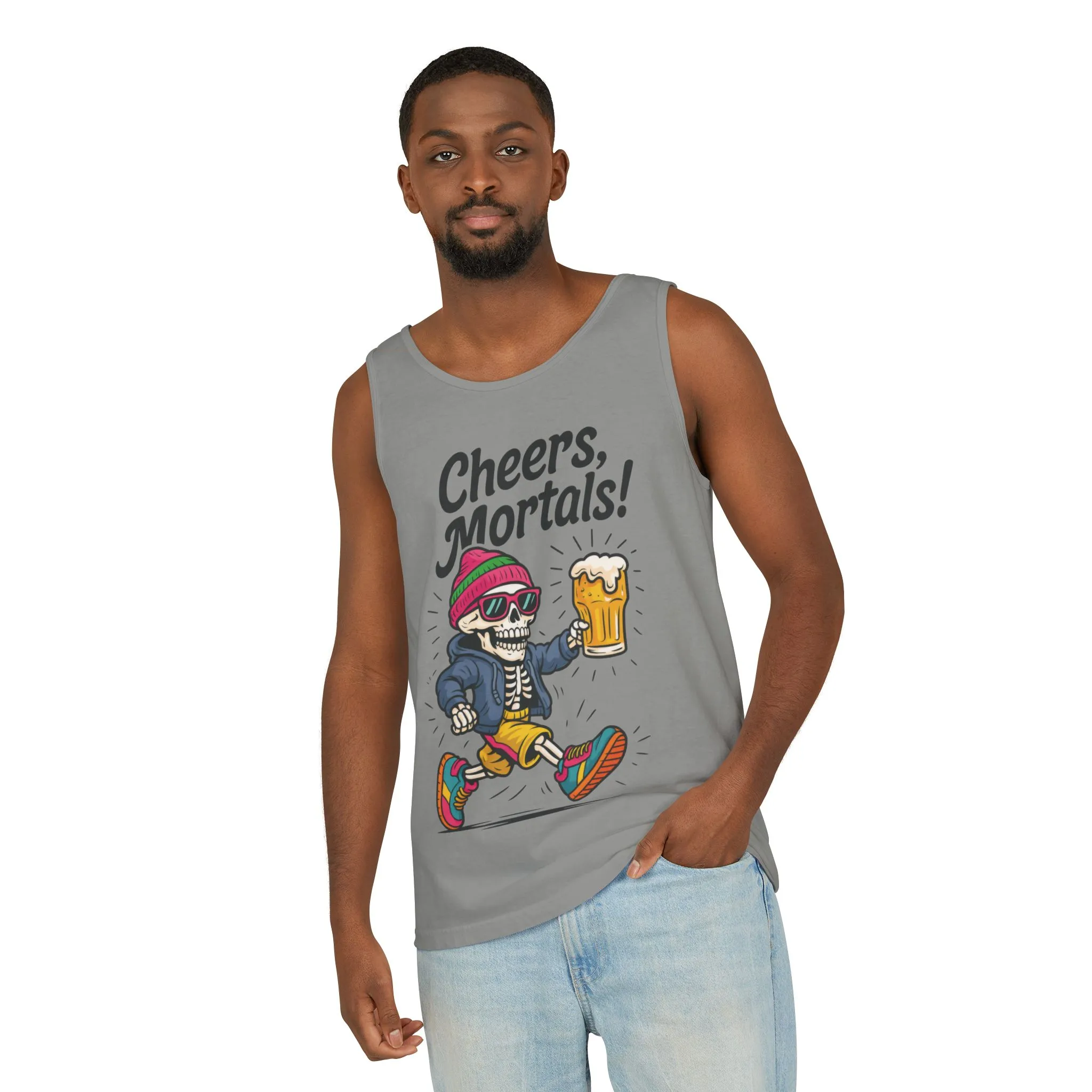 Cheers Mortals! Mens Tank Top, Funny Skeleton Beer Graphic Tee, Drinking Humor Shirt, Party Gift for Him, Halloween Tank, Beer Lovers Gift - Image 23