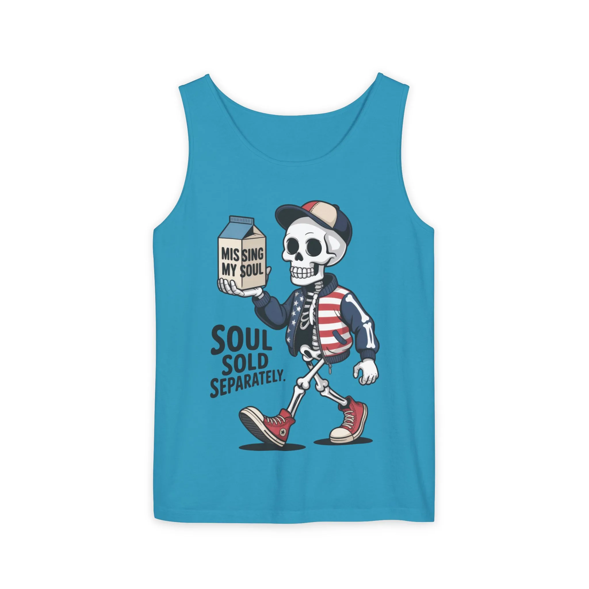 Funny Skeleton Tank Top, Soul Sold Separately Muscle Tee, Missing My Soul Graphic Shirt, Gothic Streetwear Workout Top - Image 2