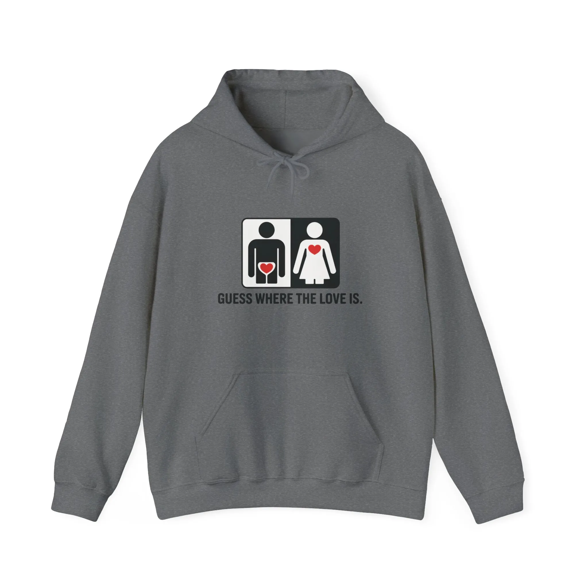 Cute Guess Where The Love Is Mens Hoodie, Sweatshirt for Couples, Valentines Day Gift, Relationship Humor Hoodie, Bold Love Joke Hoodie - Image 29
