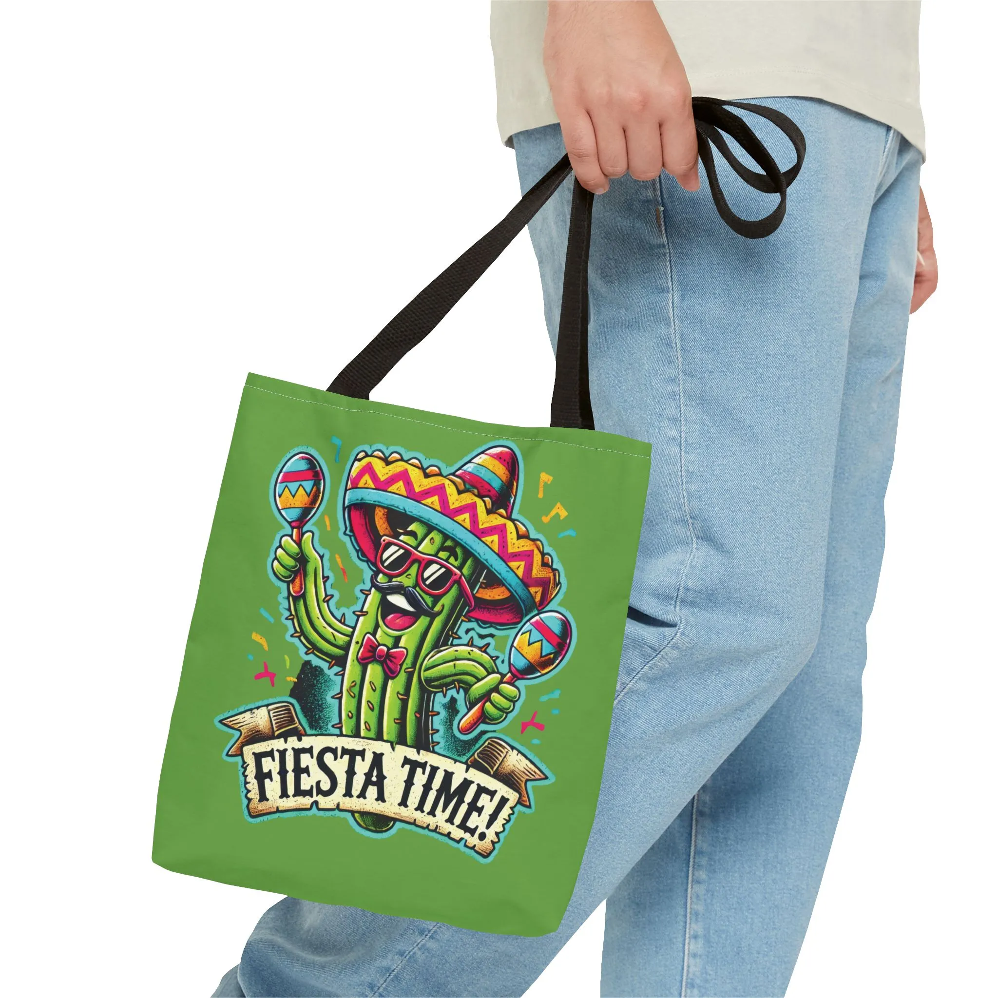 Fiesta Time Cactus Tote Bag, Funny Mexican Party Gift, Sombrero Maracas Print, Cinco de Mayo Bag, Summer Festival Tote, Beach Bag, Shopping - Image 7