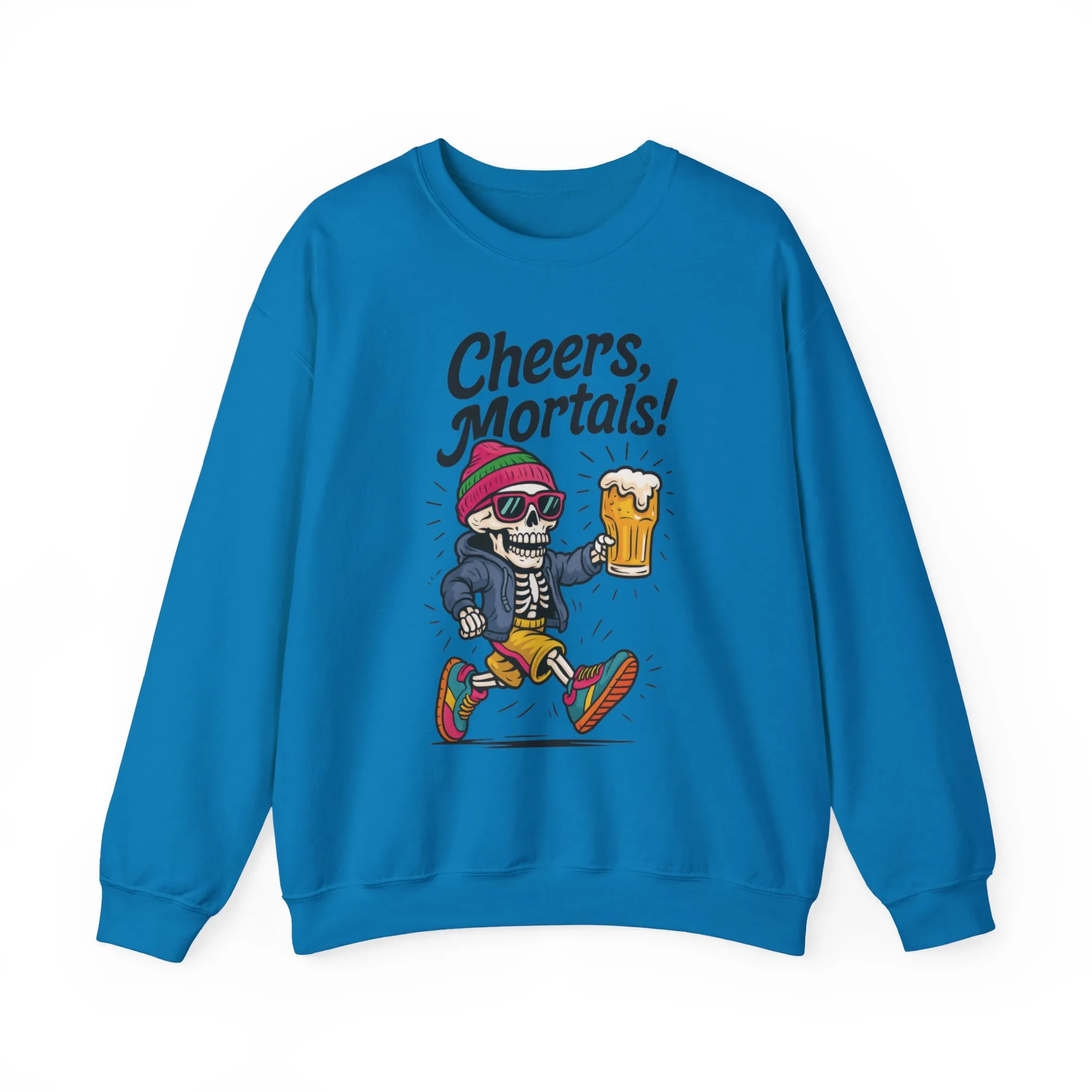 Cheers Mortals! Mens Crewneck Sweatshirt, Skeleton Beer Pullover with Hood, Drinking Humor Sweatshirt, Party Gift for Him, Halloween Apparel - Image 19
