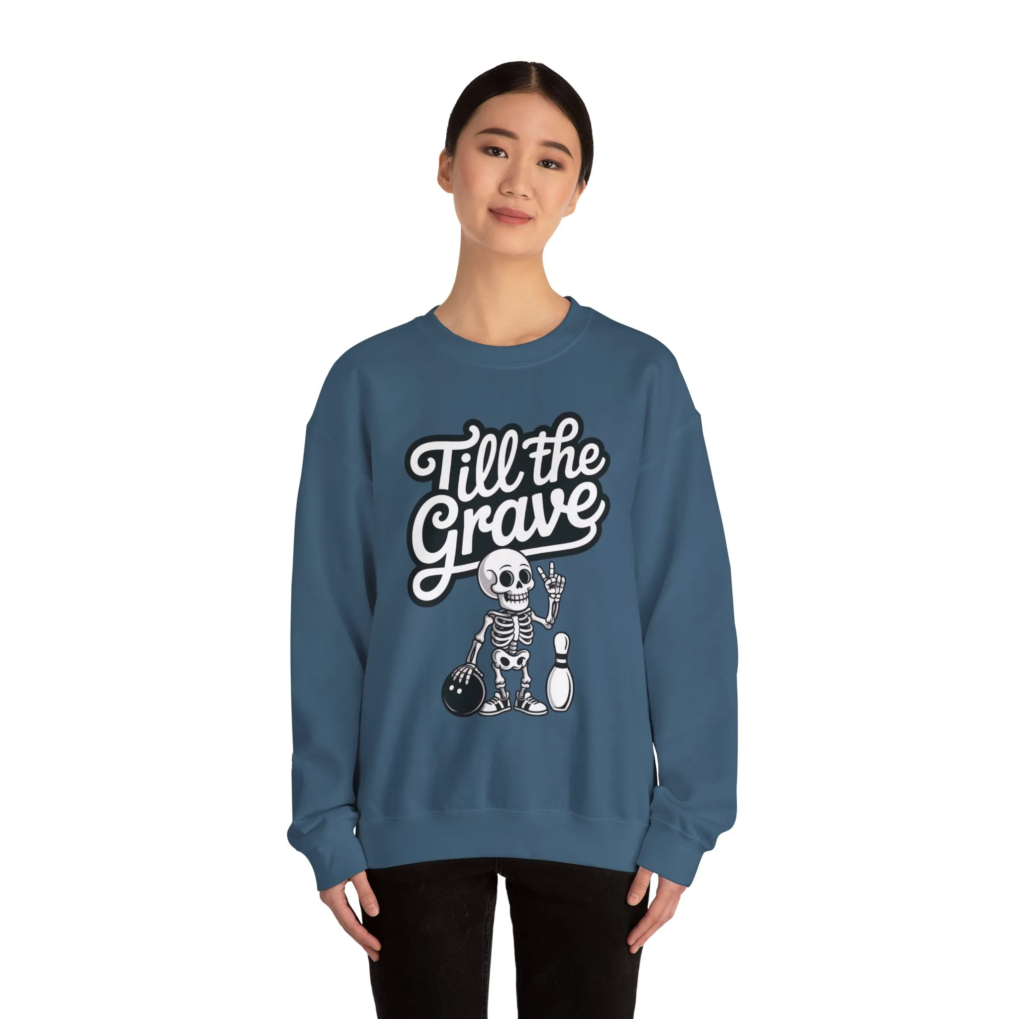 Funny Skeleton Bowling Sweatshirt, Womens Crewneck, Halloween Gift, Casual Wear, Till the Grave Sweatshirt, Bowling Lover Apparel - Image 35