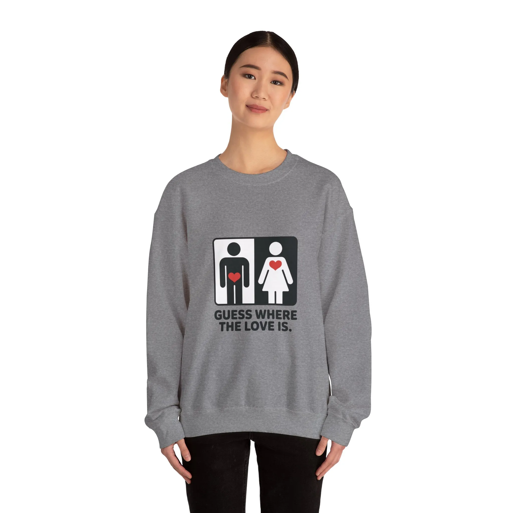GuesWhere the Love Is Womens Sweatshirt, Couples Gift, Valentines Day Apparel, Matching Sweatshirt, Relationship Sweatshirt, Love Joke Graphic - Image 11