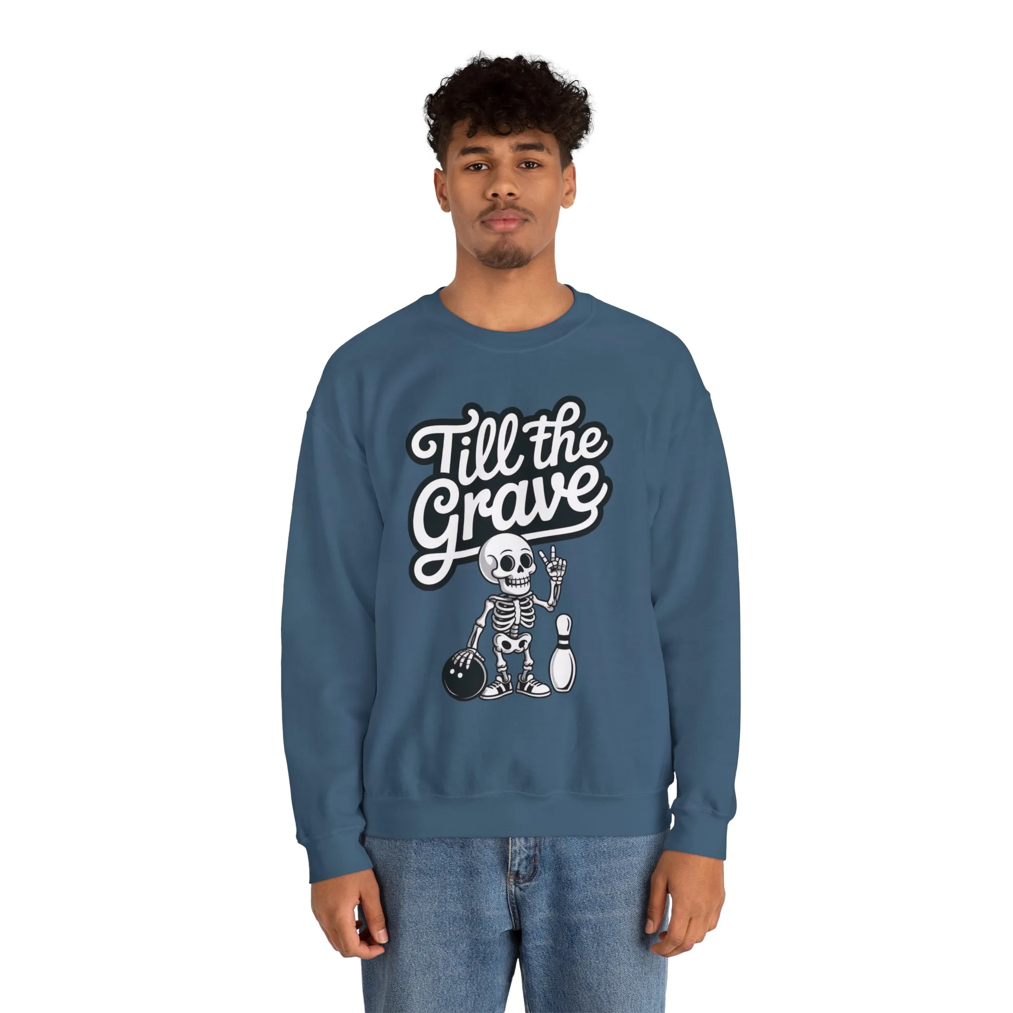 Funny Skeleton Bowling Mens Pullover, Halloween Apparel, Funny Skeleton Bowling Shirt, Casual Mens Crewneck, Cool Bowler Skull Crewneck - Image 14