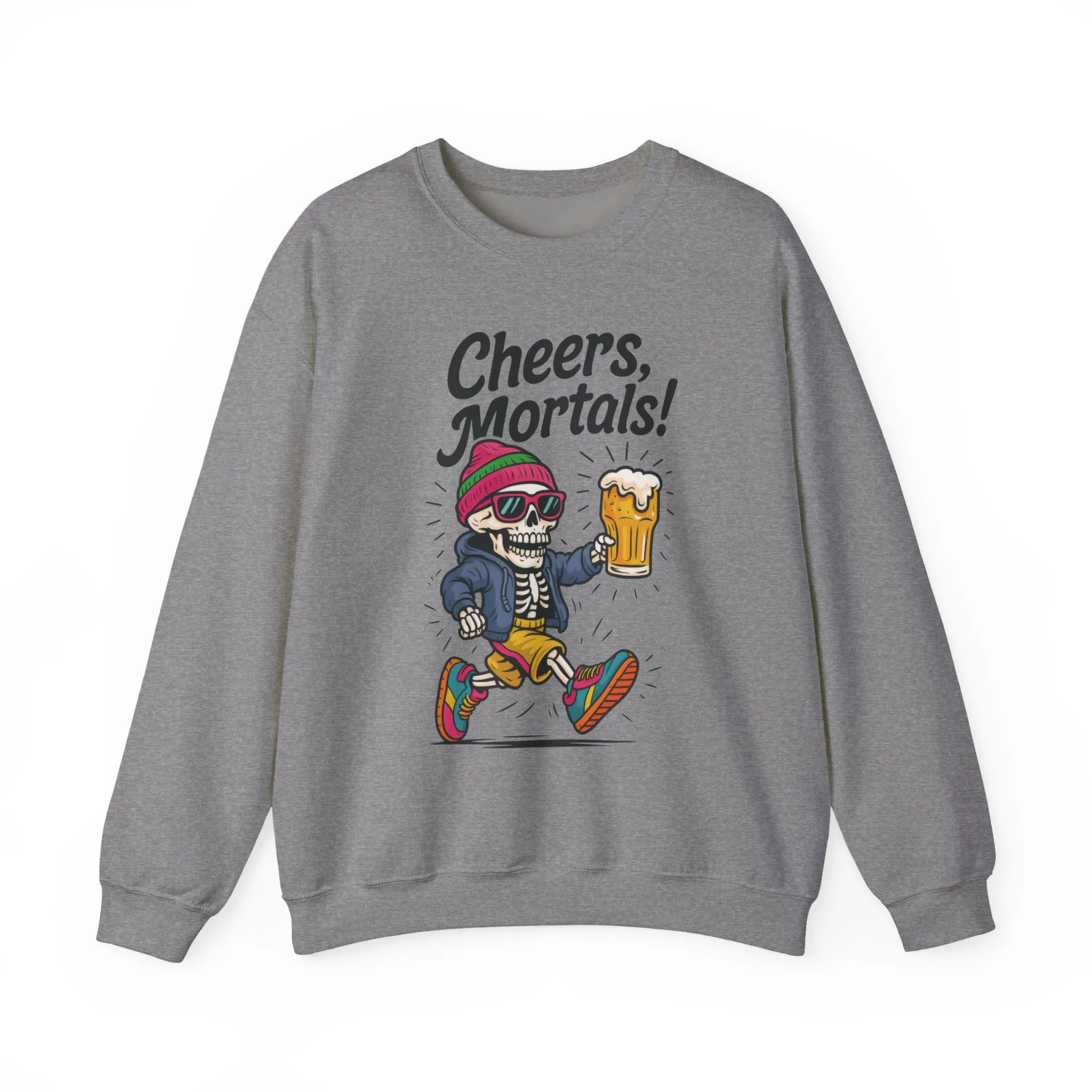 Cheers Mortals! Mens Crewneck Sweatshirt, Skeleton Beer Pullover with Hood, Drinking Humor Sweatshirt, Party Gift for Him, Halloween Apparel - Image 13