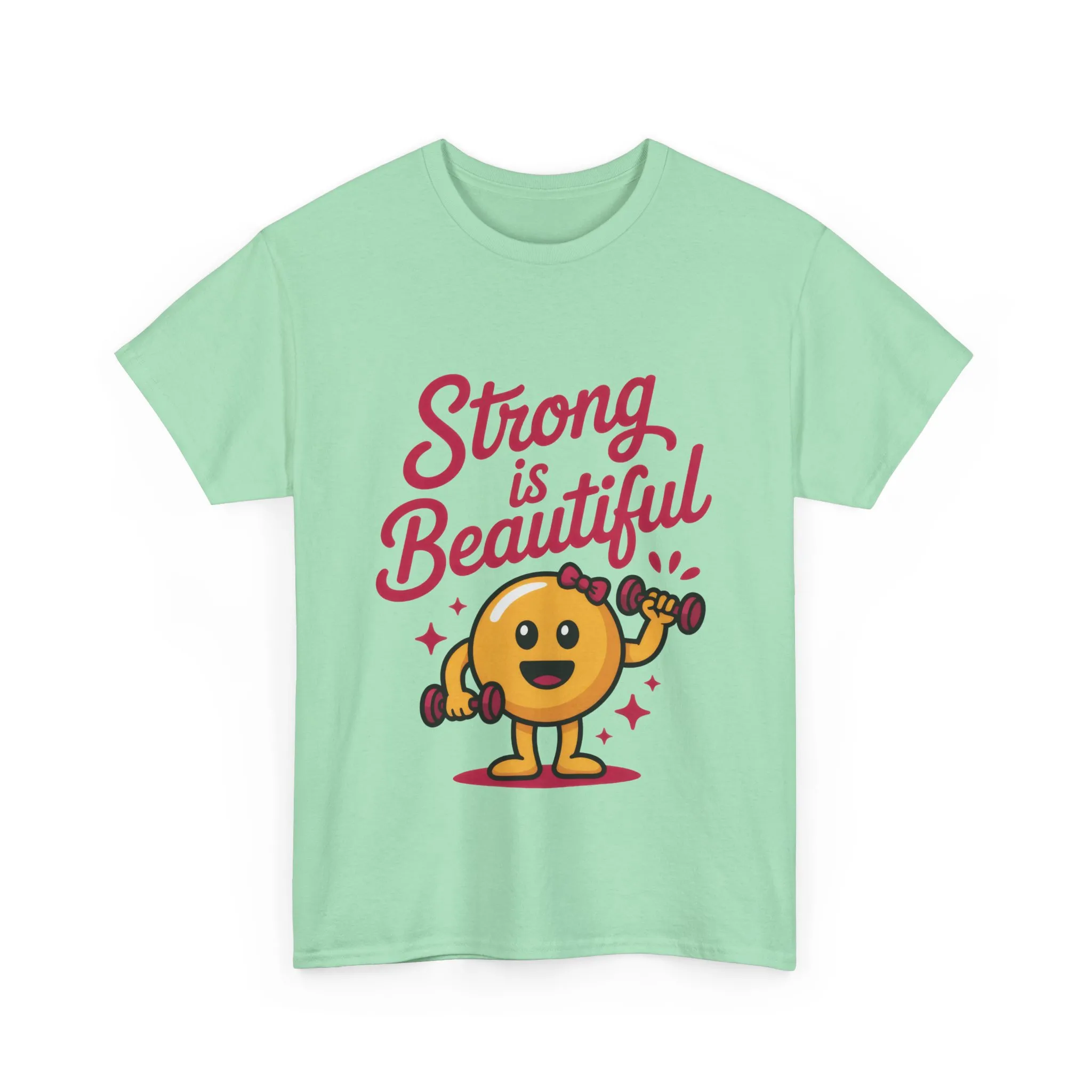 Strong is Beautiful Womens T-Shirt, Cute Fitness Character Graphic Tee, Inspirational Workout Shirt, Gym Motivation Gift for Her - Image 10