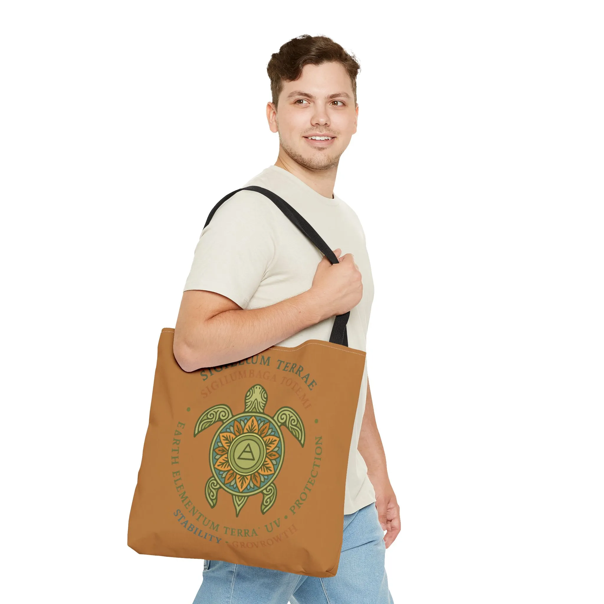 Spiritual Symbol Tote Bag, Eco-Friendly Shopping Bag, Meditation Pouch, Gift for Yogis, Bohemian Style, Sigillum Terrae Design - Image 3