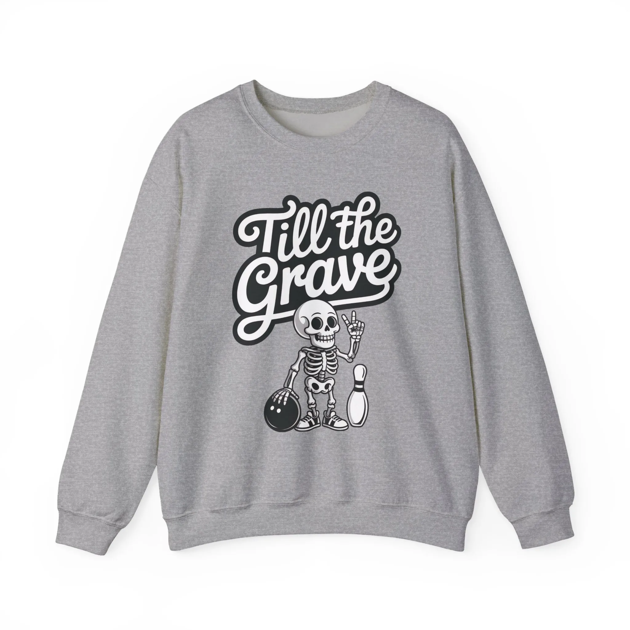 Funny Skeleton Bowling Mens Pullover, Halloween Apparel, Funny Skeleton Bowling Shirt, Casual Mens Crewneck, Cool Bowler Skull Crewneck - Image 2