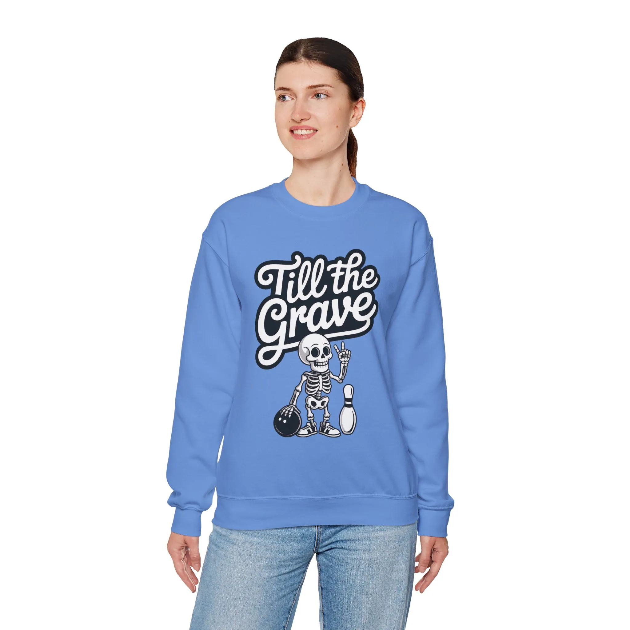 Funny Skeleton Bowling Sweatshirt, Womens Crewneck, Halloween Gift, Casual Wear, Till the Grave Sweatshirt, Bowling Lover Apparel - Image 15