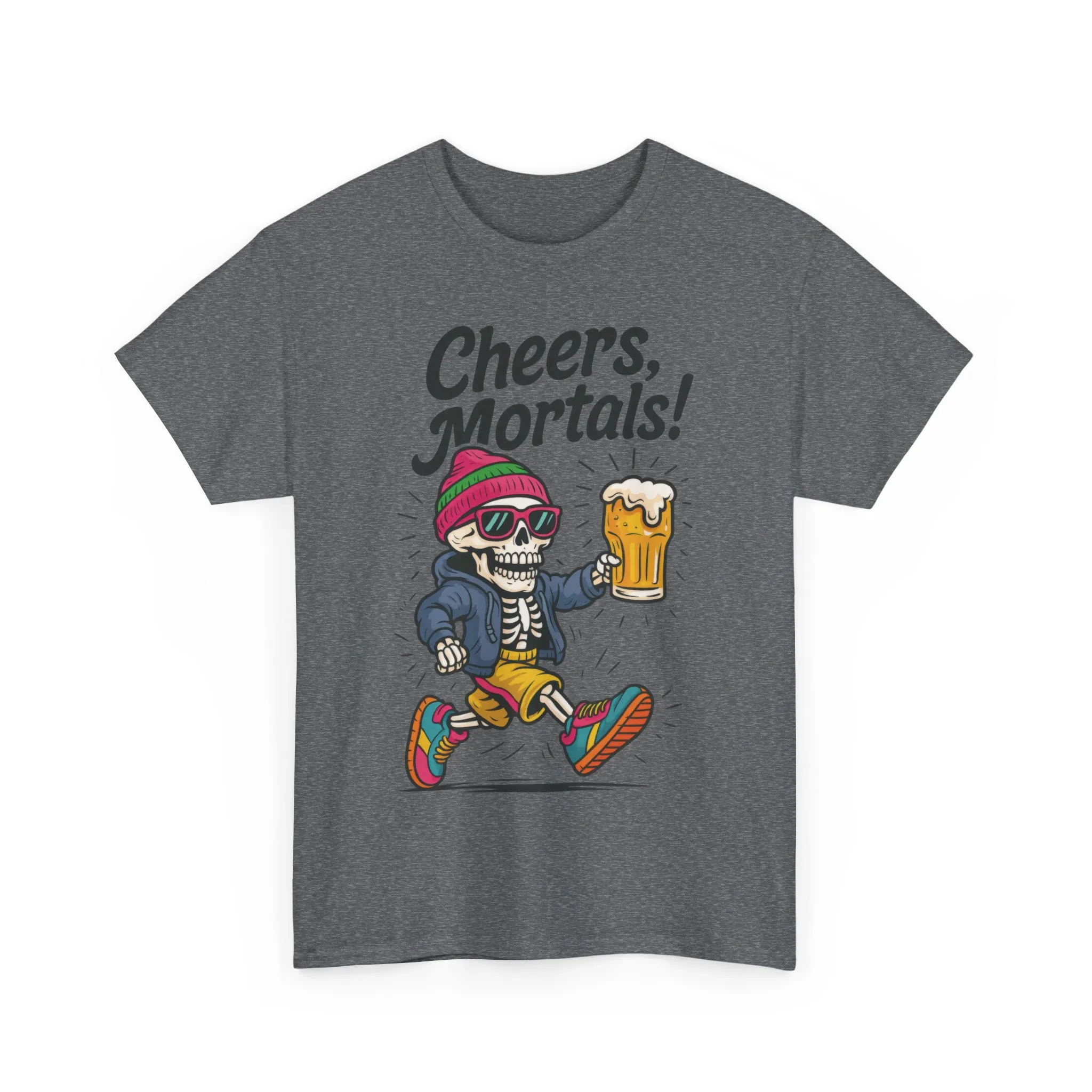 Cheers, Mortals! Mens Tee, Funny Skeleton Beer Graphic Tee, Cool Drinking Humor Shirt, Party Gift for Him, Halloween Tee, Beer Lovers Gift - Image 13