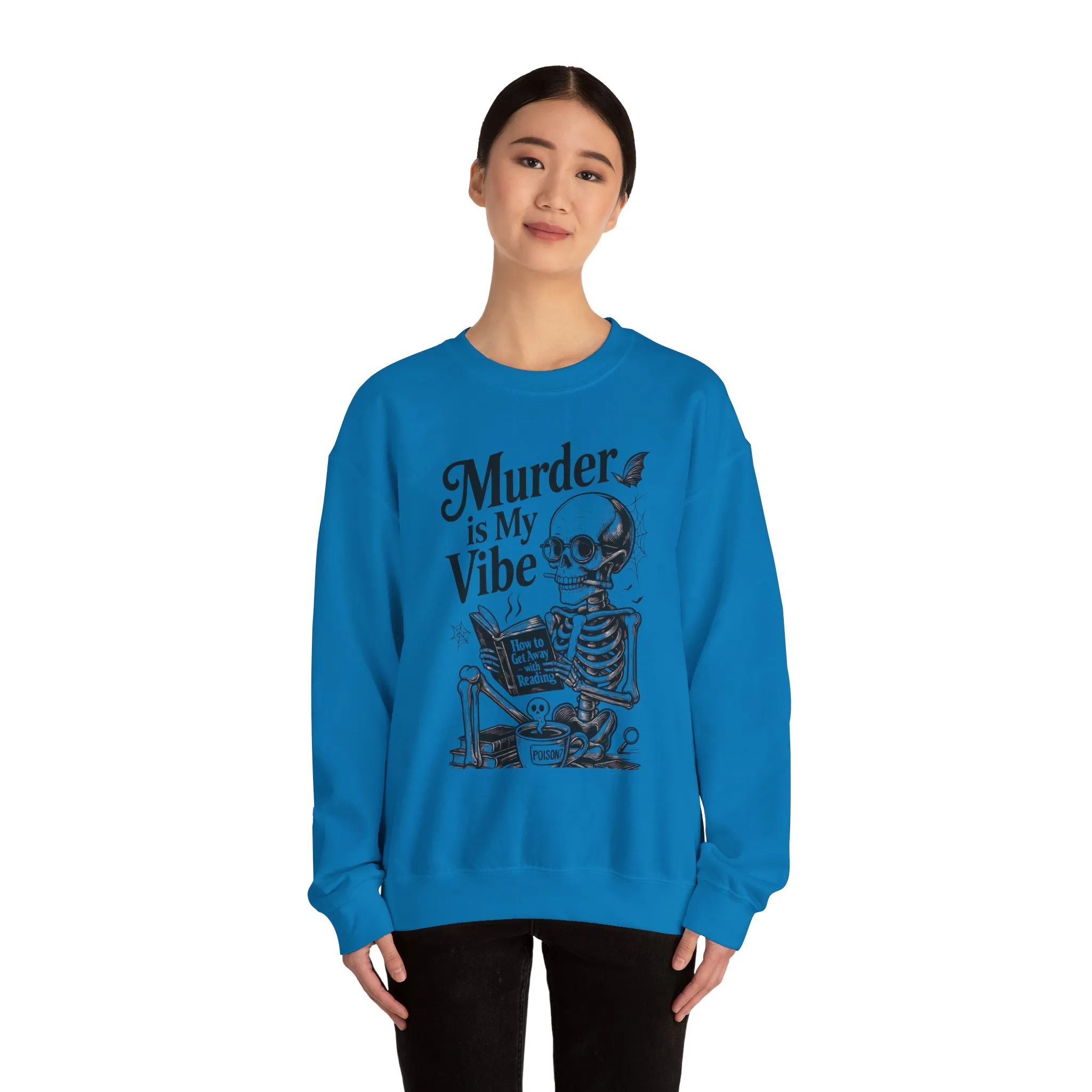 Murder is My Vibe Womens Crewneck Sweatshirt, Cozy Gift for Halloween, Unique Sweatshirt, Skull Graphic, Fall Fashion, Unisex Pullover - Image 20