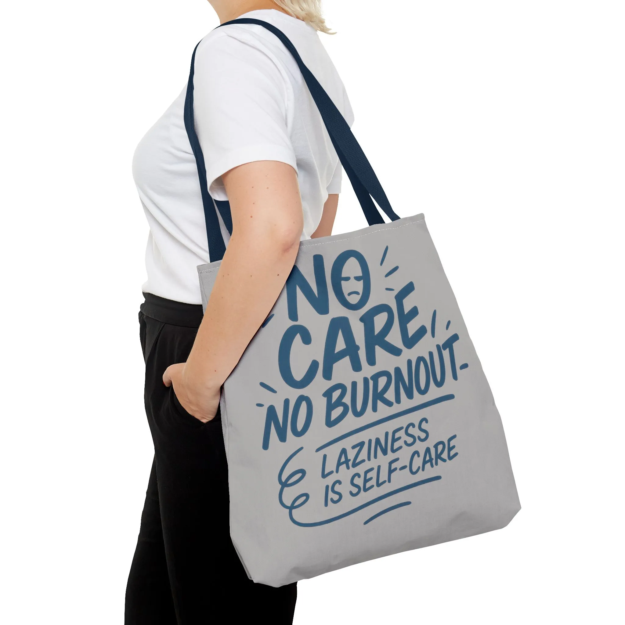 Laziness is Self-Care Funny Quote Bag, Oversized Reusable Canvas Shopping Tote, Sarcastic Self-Care Gift, Weekend Getaway, Everyday Use - Image 4