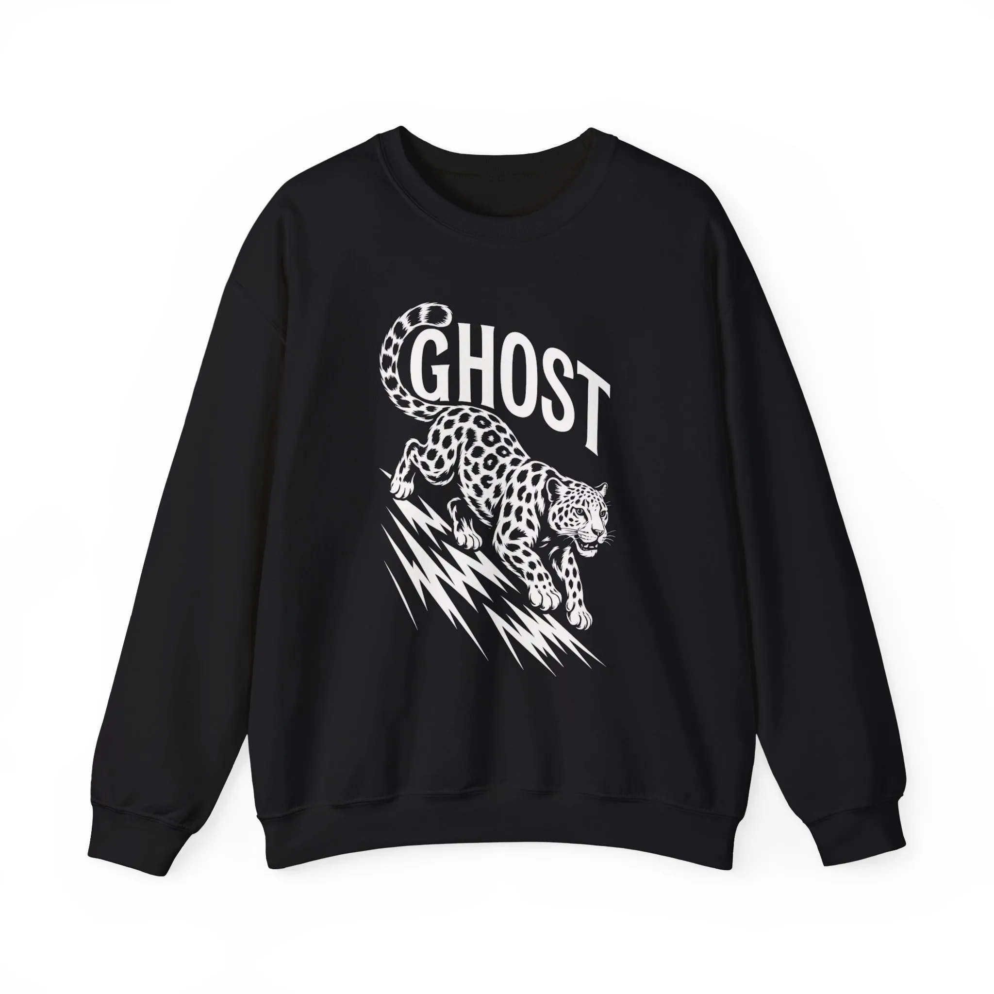 Ghost Leopard Crewneck Sweatshirt, Unisex Fashion, Cozy Casual Wear, Graphic Sweatshirt, Wild Animal Art, Gift for Animal Lovers - Image 2