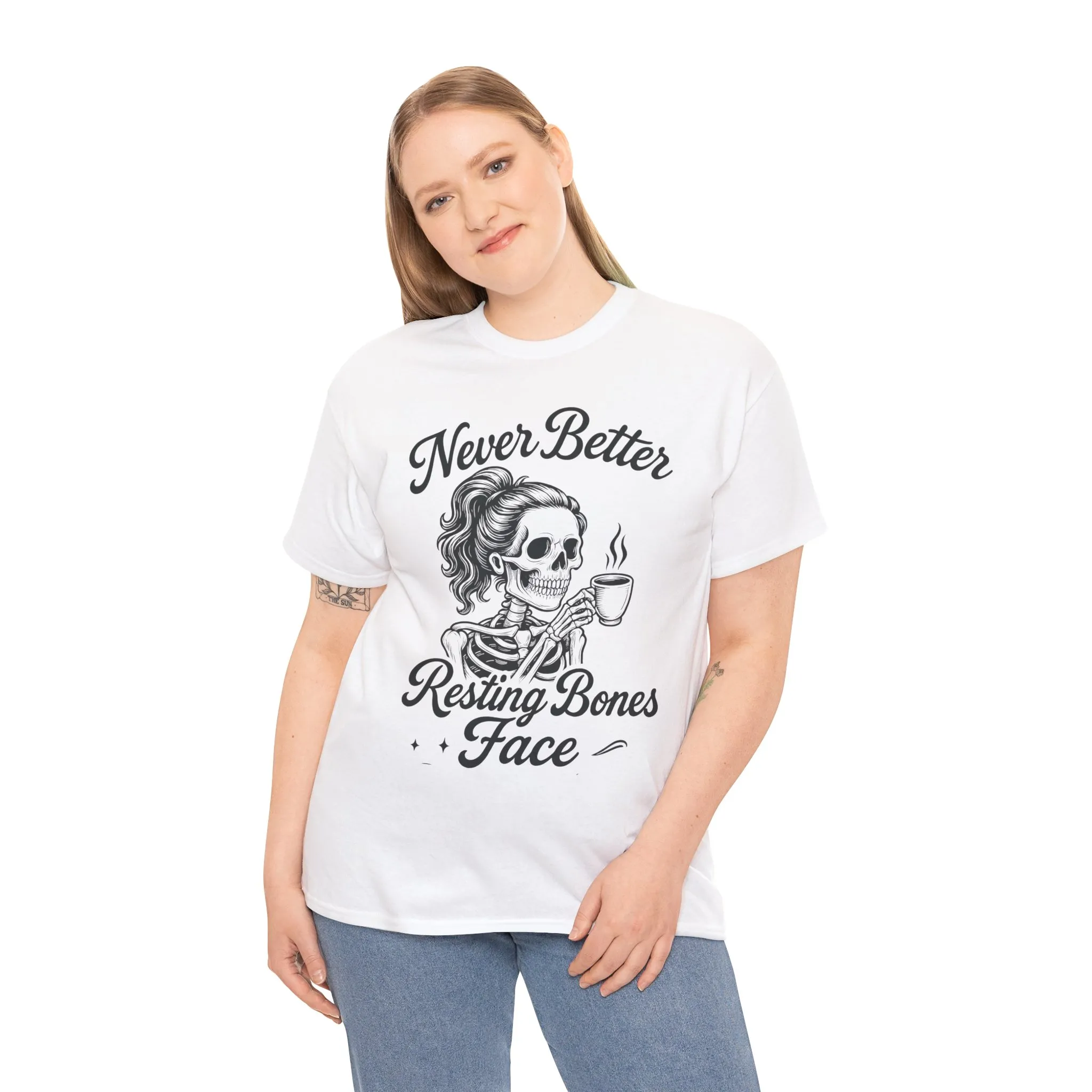 Sassy Skeleton Womens Tee: Never Better, Resting Bones Face, Halloween Costume, Funny Gift, Unisex Humor Shirt, Casual Wear - Image 6