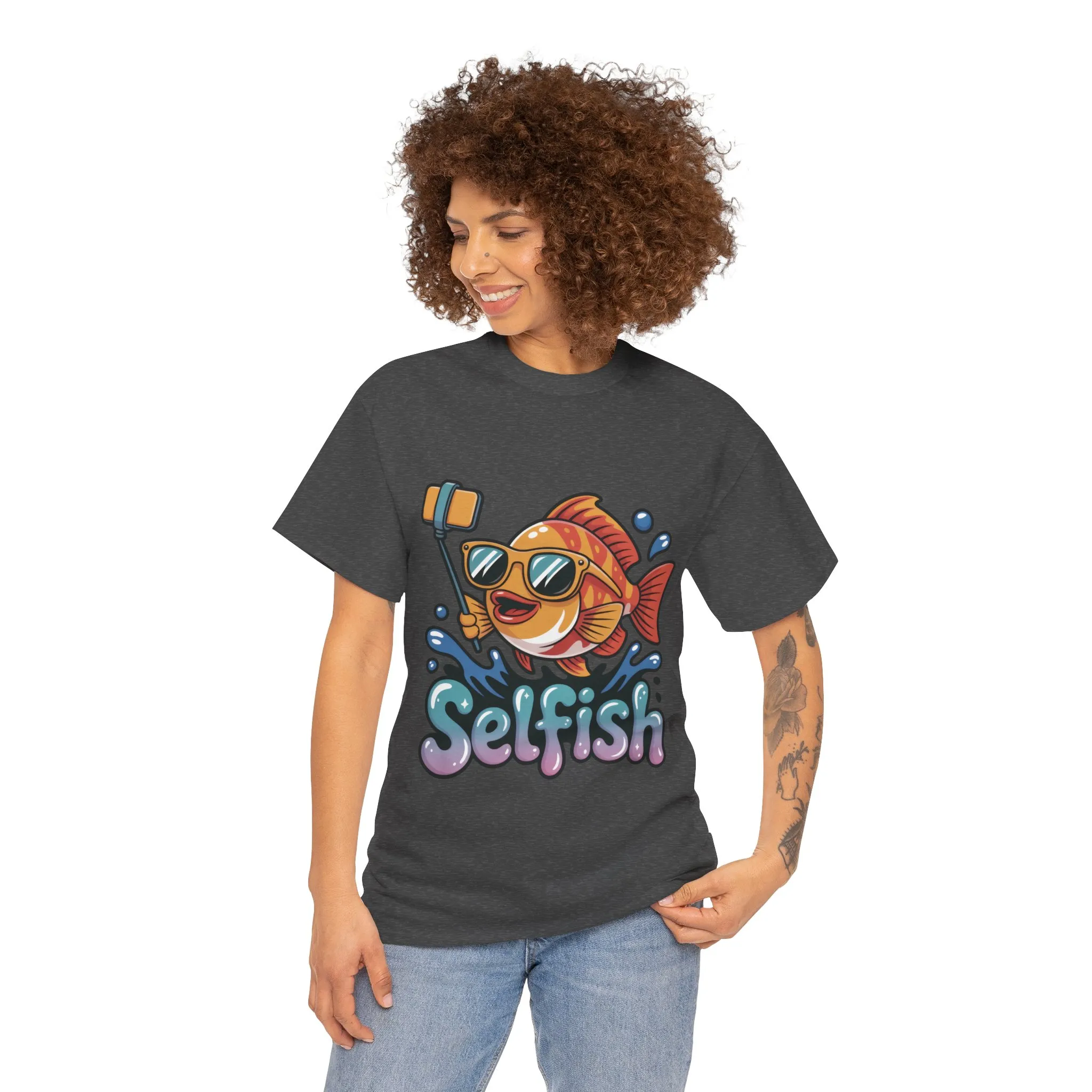 Funny Selfie Fish Graphic Womens T-Shirt, Playful Pun Gift for Her, Summer Vibes, Unique Beach Shirt, Outdoor Adventures - Image 35