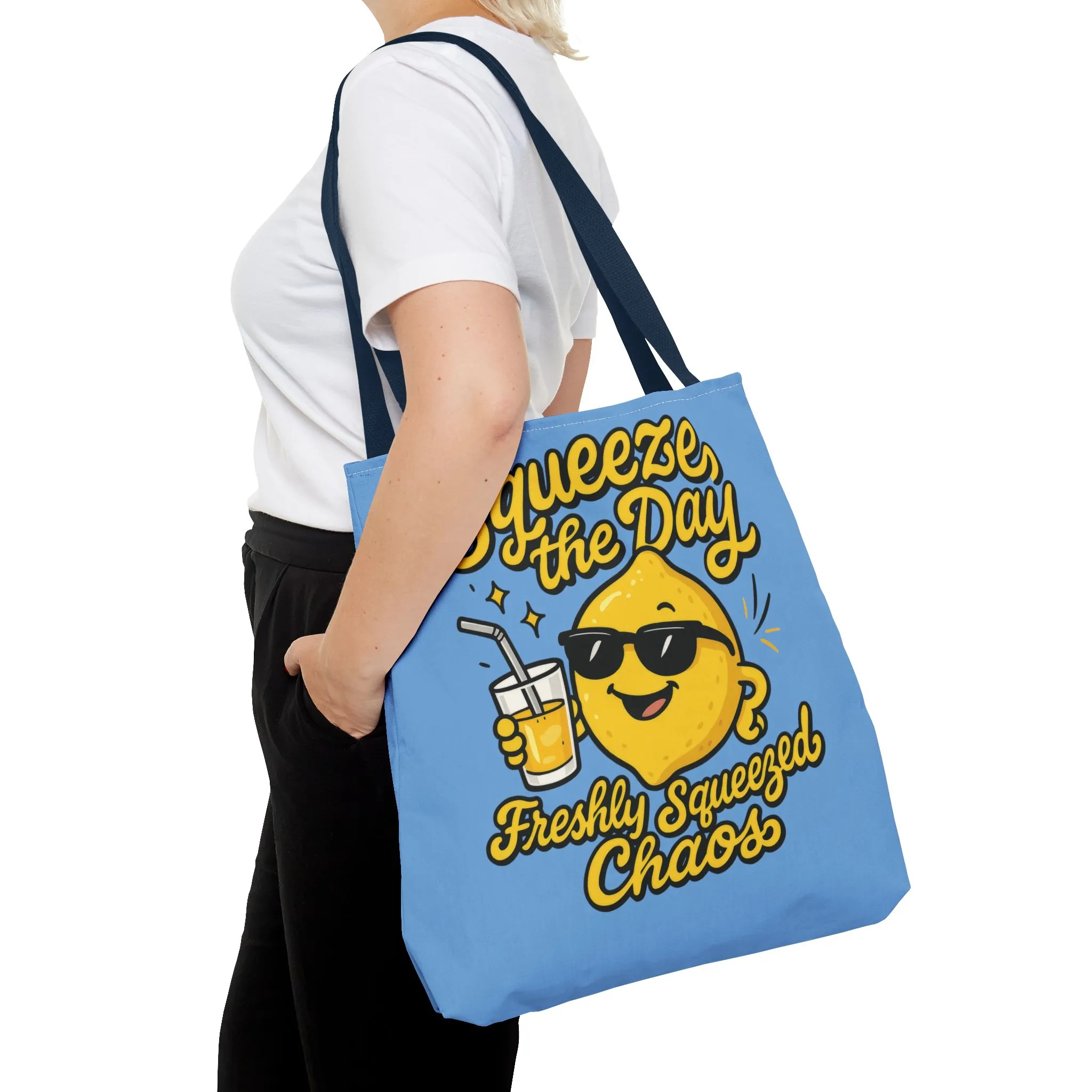 Lemon Themed Tote Bag, Squeeze the Day, Shopping Bag, Gift for Citrus Lovers, Eco-Friendly Carrier, Summer Accessory, Beach Weekender Bag - Image 4