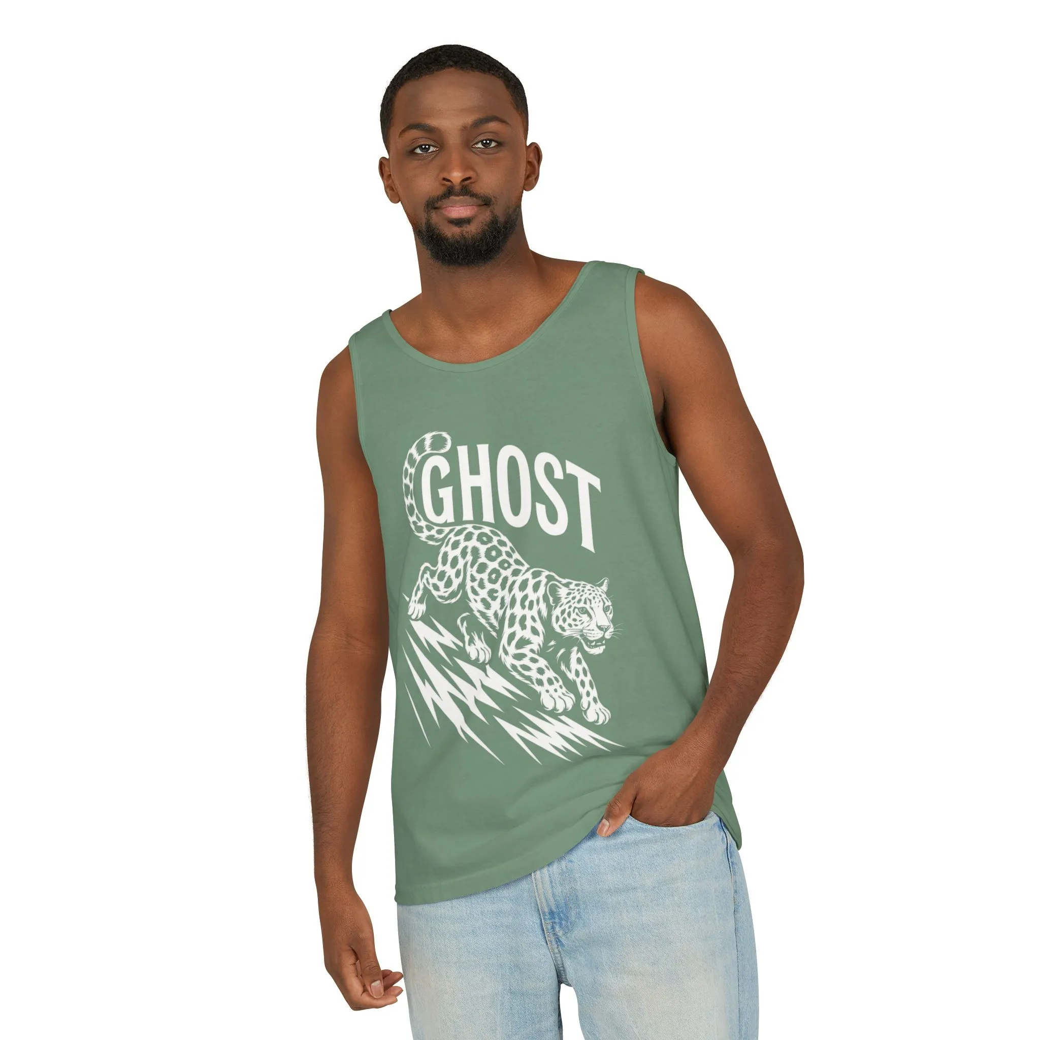 Ghost Leopard Mens Tank Top - Cool Graphic Shirt for Summer, Beach Days, Festivals, Gifts, Casual Wear - Image 6