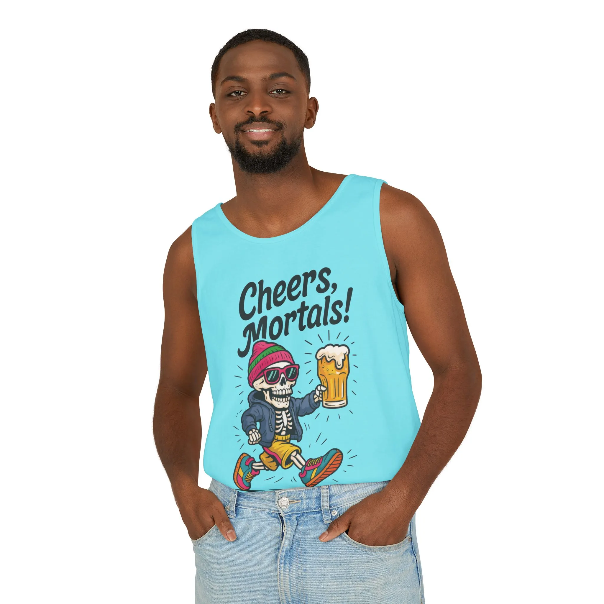 Cheers Mortals! Mens Tank Top, Funny Skeleton Beer Graphic Tee, Drinking Humor Shirt, Party Gift for Him, Halloween Tank, Beer Lovers Gift - Image 42