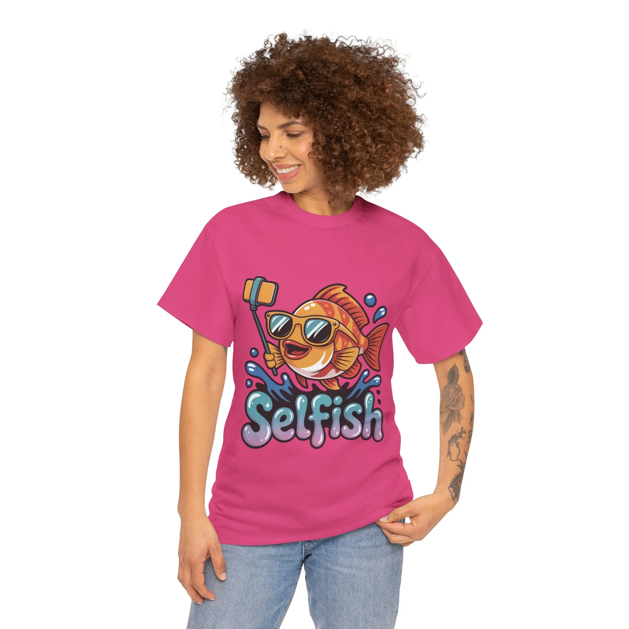 Funny Selfie Fish Graphic Womens T-Shirt, Playful Pun Gift for Her, Summer Vibes, Unique Beach Shirt, Outdoor Adventures - Image 26